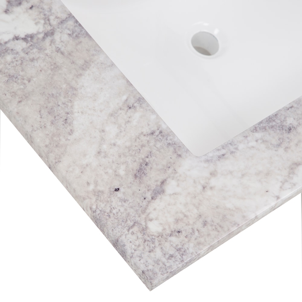 Cubierta de tocador de baño de mármol cultivado Solstice con lavabo individual bajo encimera y 3 orificios de 31 pulgadas x 22 pulgadas de Stone Effects de Style Selections.