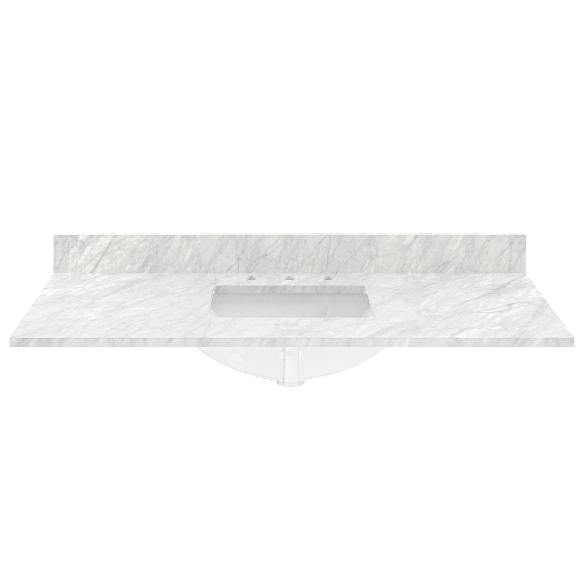 Tapa de tocador de baño de mármol blanco Carrara natural bajo encimera de 49 pulgadas x 22 pulgadas con un solo lavabo y 3 orificios - CASAINC MTL-50921988