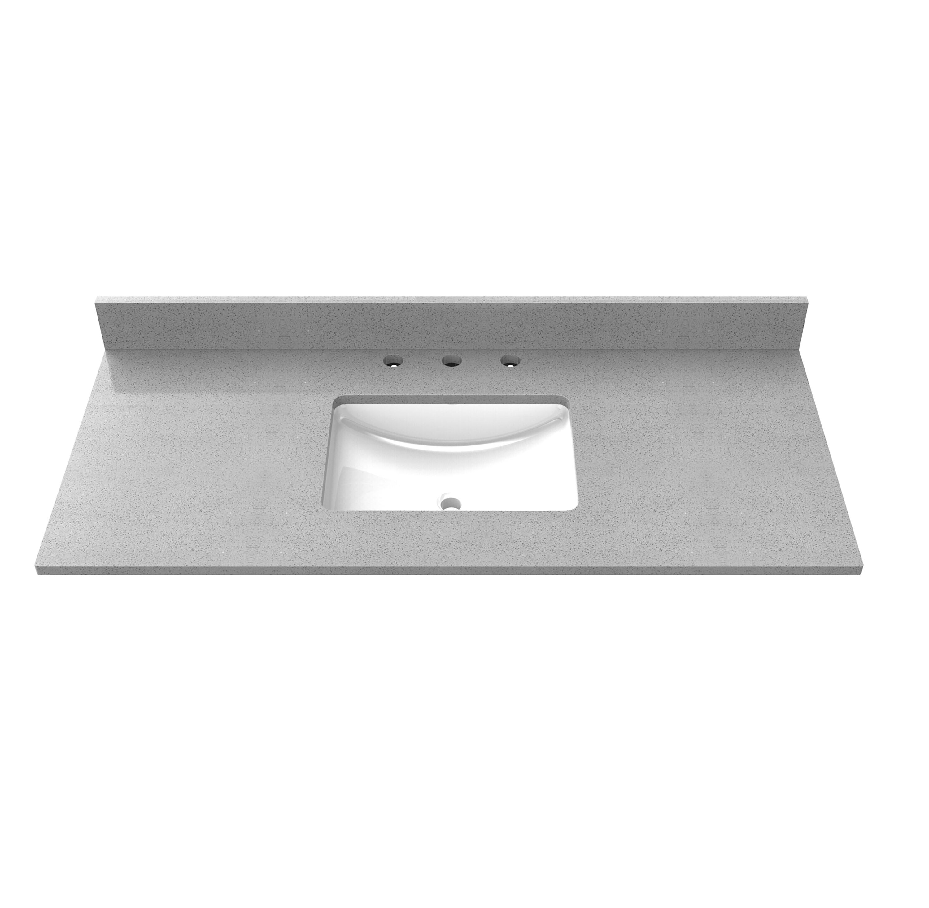 Cubierta de tocador de baño de 49 pulgadas x 22 pulgadas en color gris para lavabo individual empotrado Winette de 3 orificios