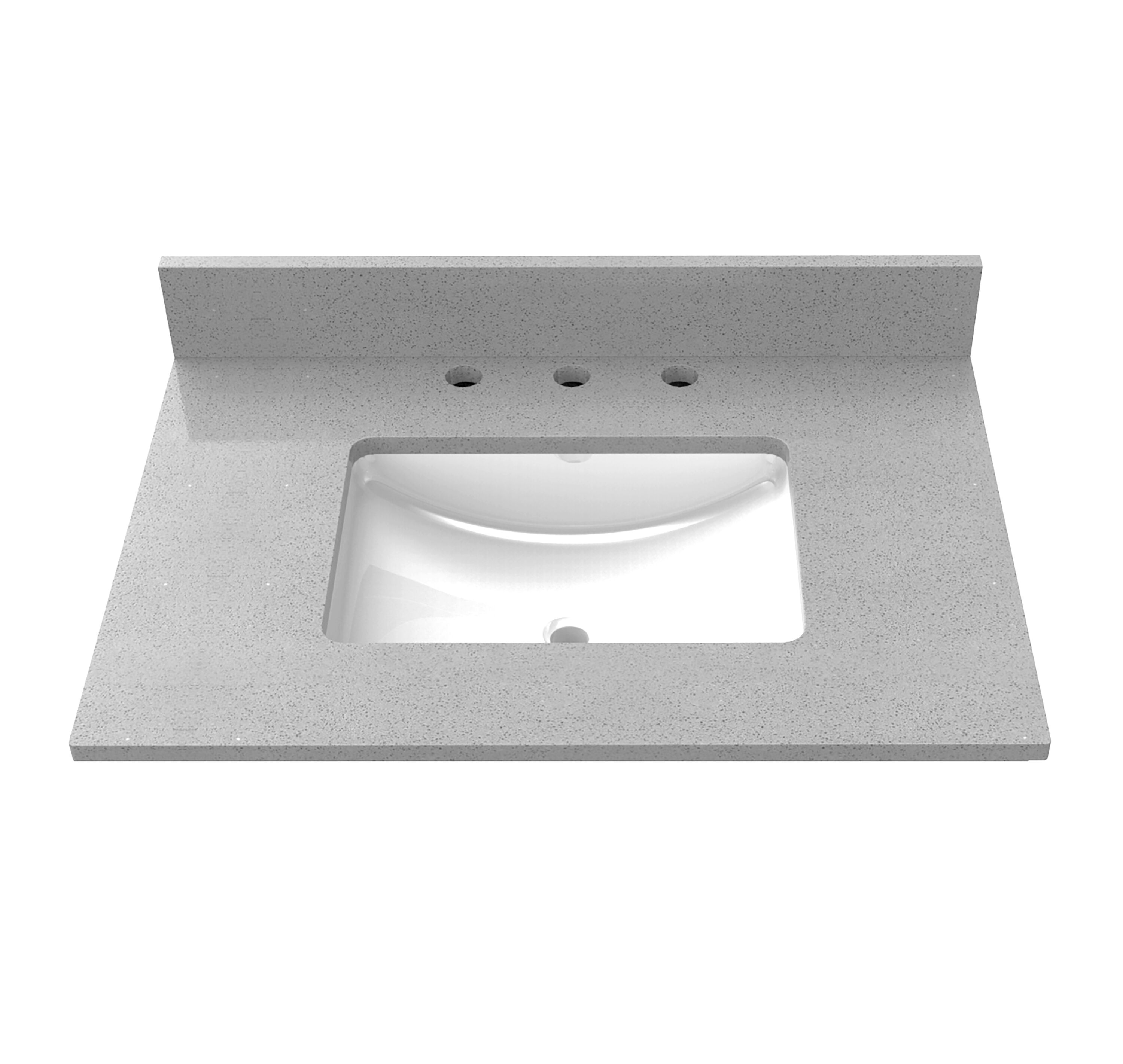 Tapa de tocador para baño de 31 pulgadas x 22 pulgadas en color gris con lavabo individual bajo encimera y 3 orificios - Winette