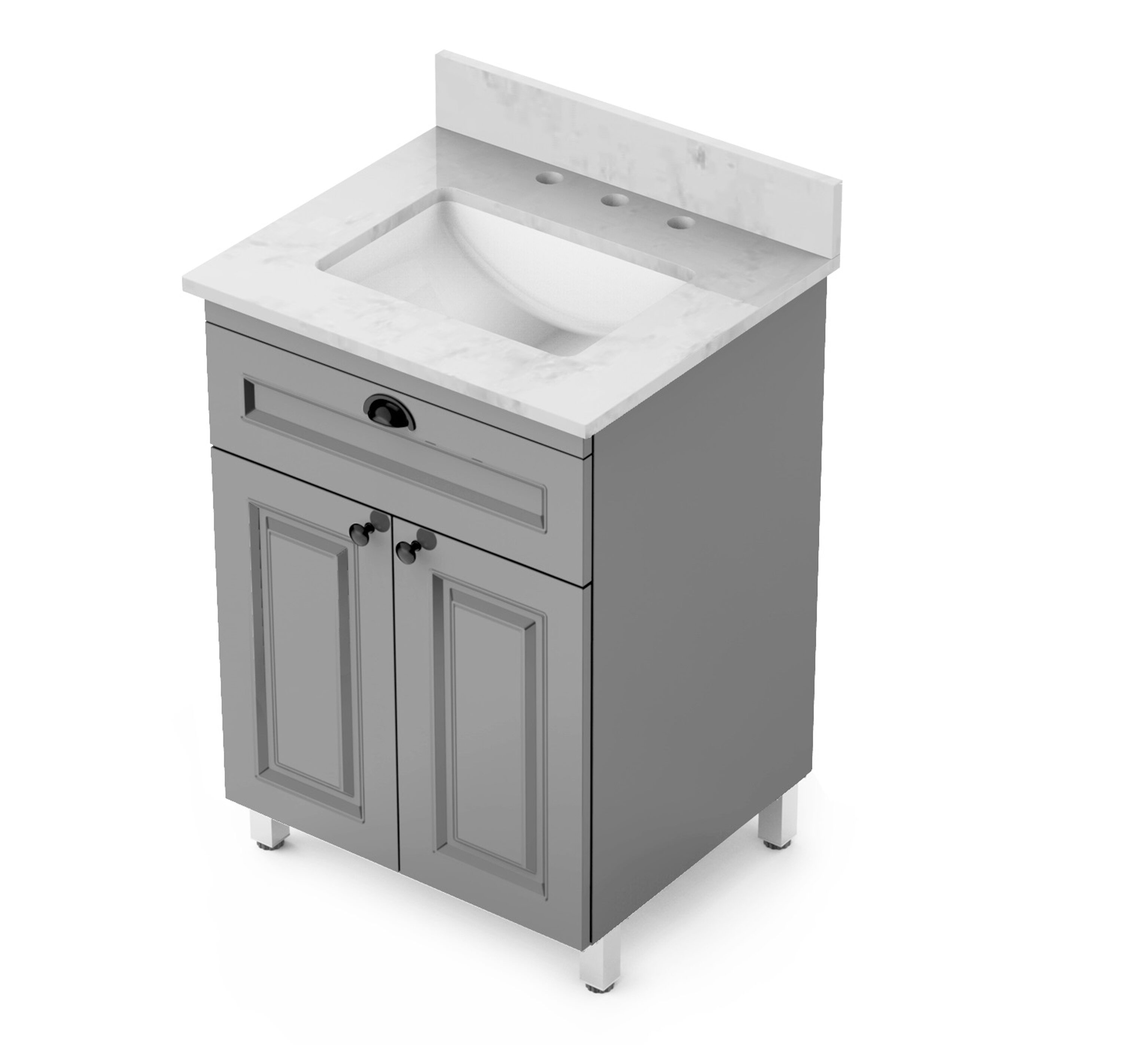 Encimera de baño con lavabo submontado de 3 orificios en blanco Carrara de 25 pulgadas x 22 pulgadas Winette