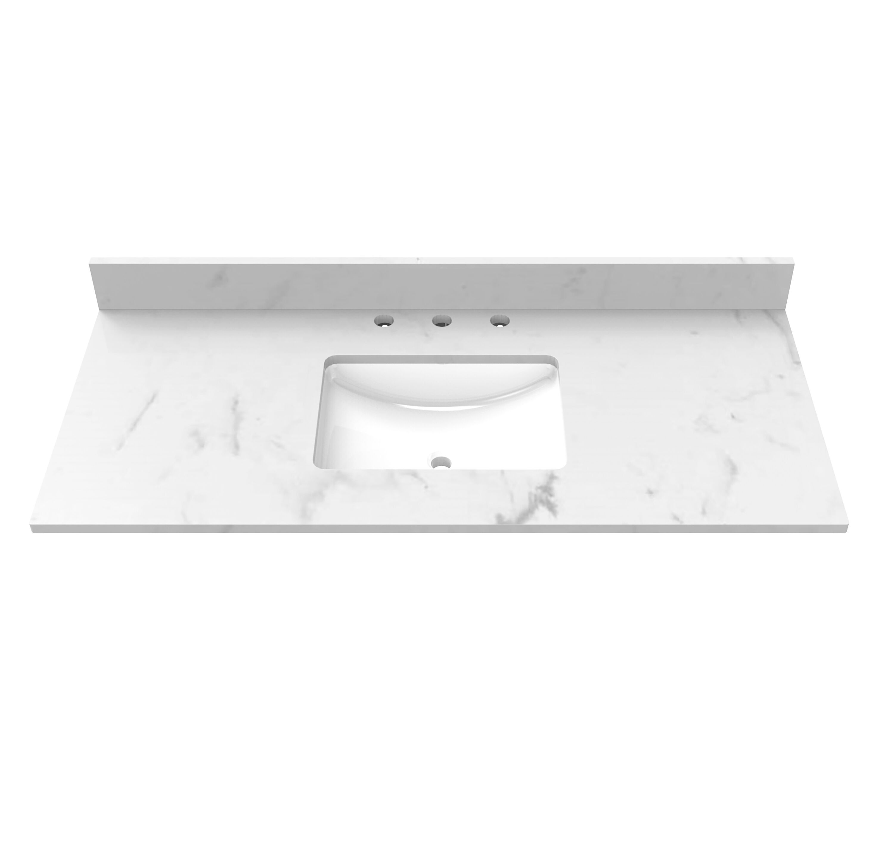 Tapa de tocador de baño de mármol blanco Carrara con lavabo individual bajo encimera de 49 pulgadas x 22 pulgadas con 3 agujeros