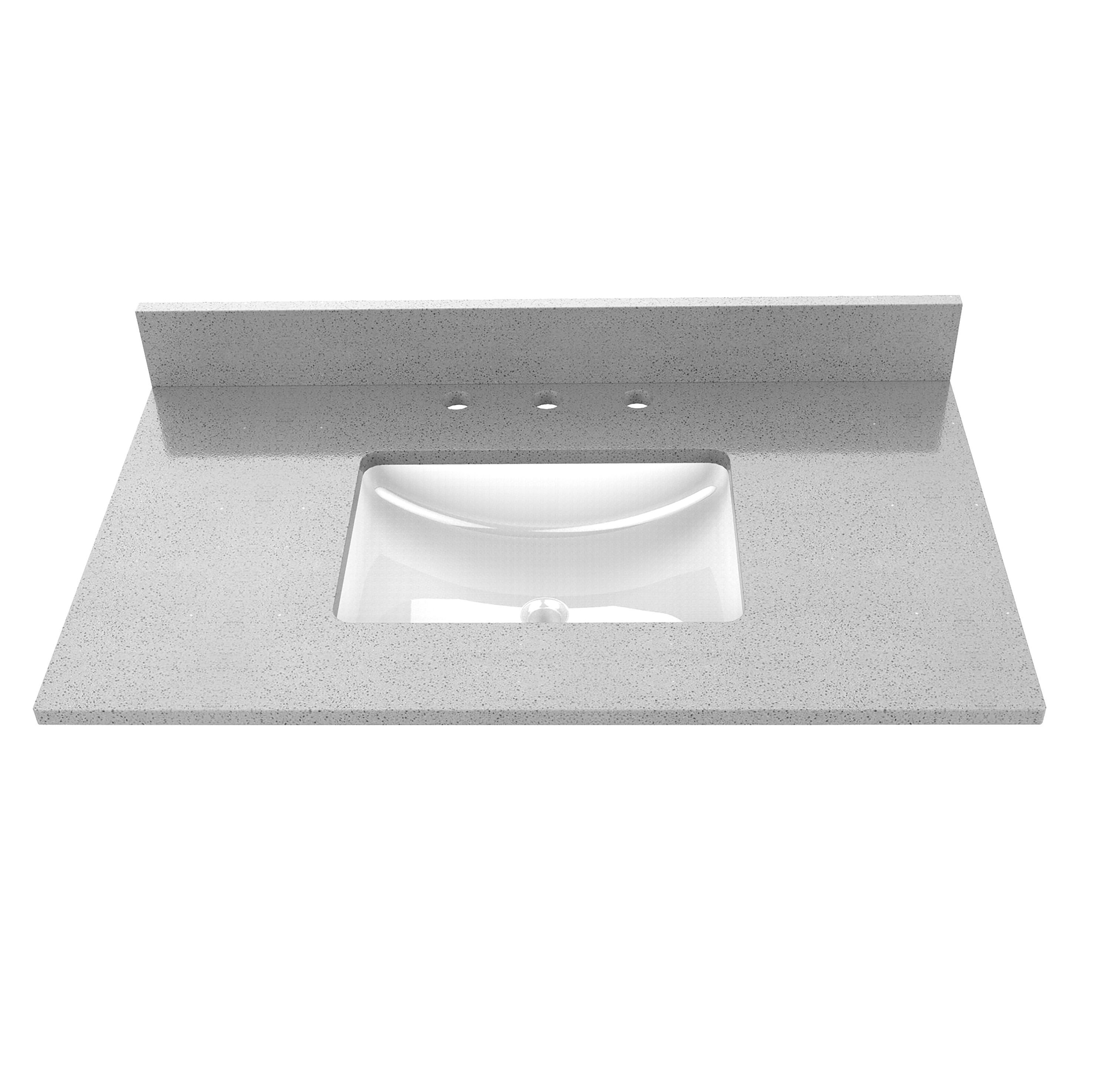 Encimera de Baño para Lavabo de un sólo Seno en Gris Winette 37 pulg. x 22 pul., Tipo Debajo del Mostrador con 3 Orificios -  WVTSG37