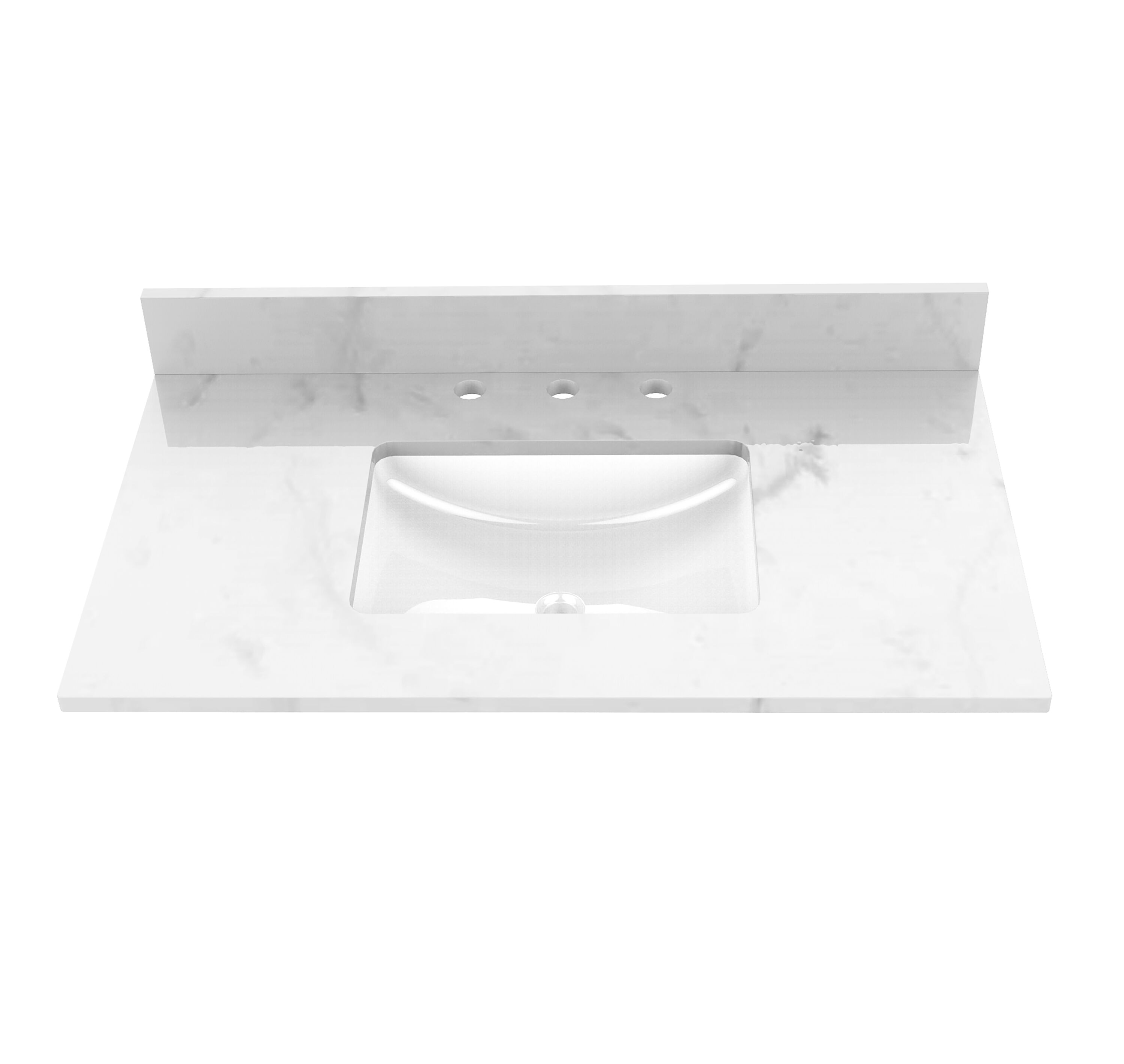 Tapa de tocador de baño de mármol blanco Carrara de 37 pulgadas x 22 pulgadas con fregadero individual bajoencimera de 3 orificios Winette LVTLW37