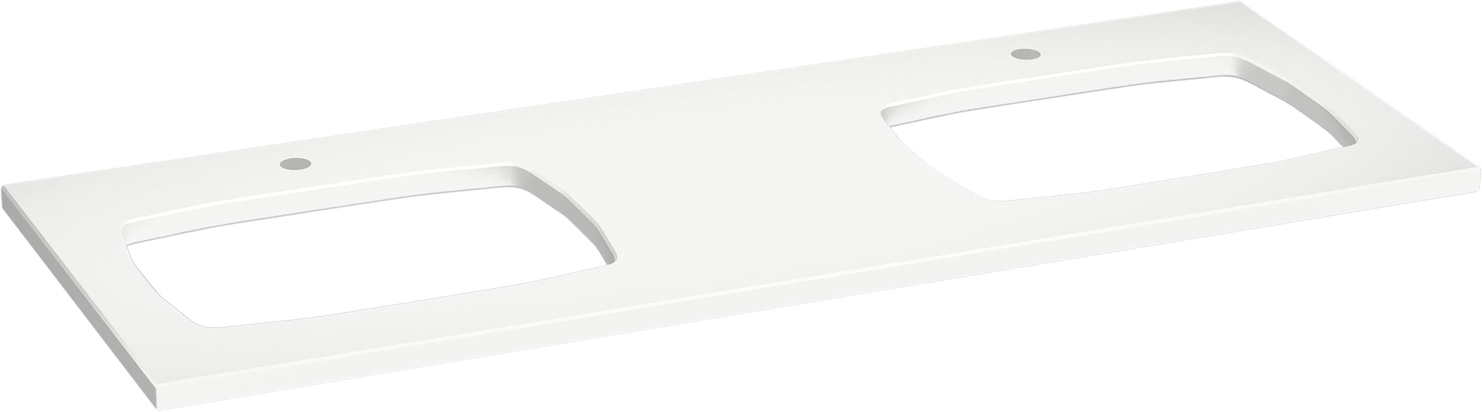Encimera de baño blanco de cuarzo bajo cubierta KOHLER Silestone de 61 pulgadas x 22 pulgadas en Miami blanco con 6 orificios - 28257-MMW