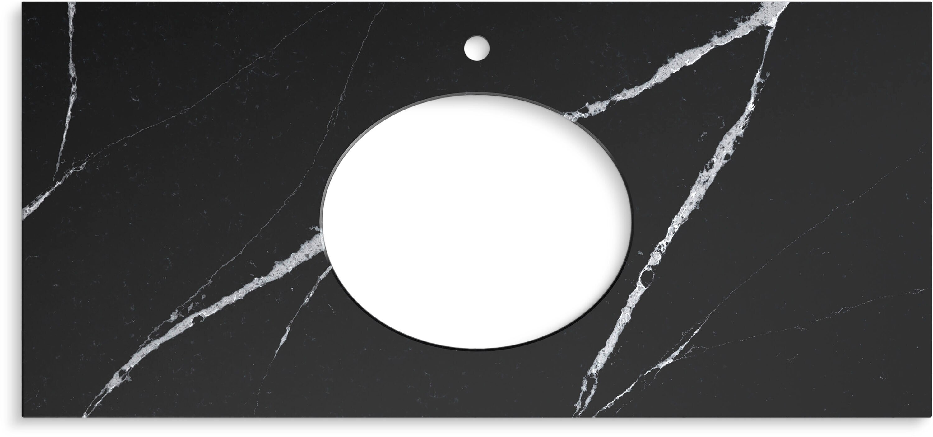 Top de tocador para baño de cuarzo Eternal Marquina de 49 pulgadas x 22 pulgadas con montaje inferior de 3 agujeros KOHLER Silestone 28254-EMQ