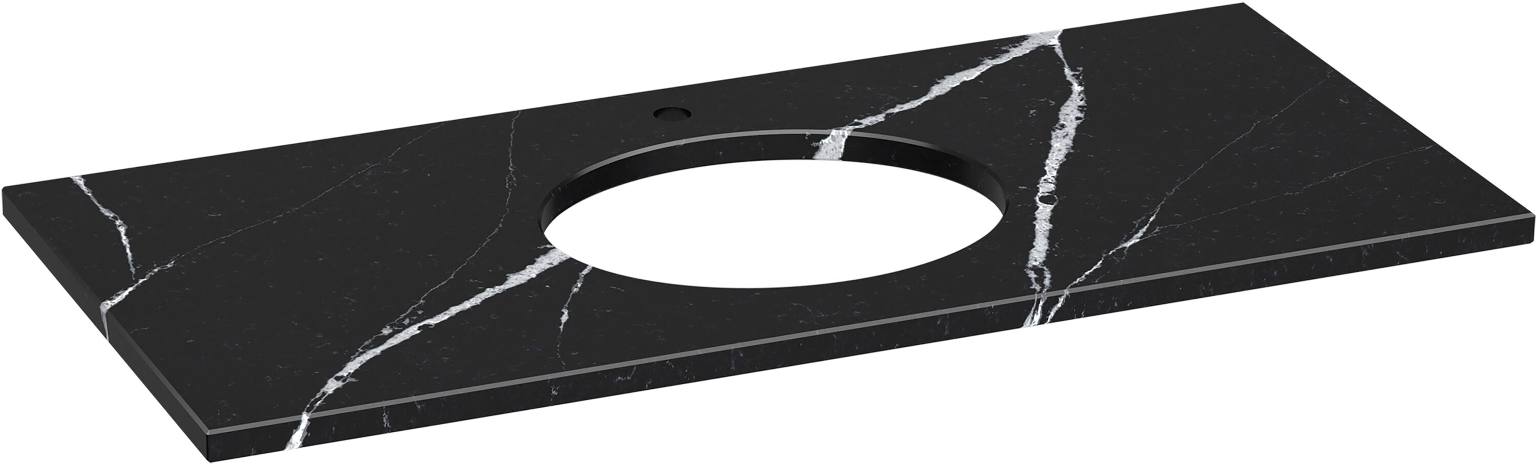 Top de tocador para baño de cuarzo Eternal Marquina de 49 pulgadas x 22 pulgadas con montaje inferior de 3 agujeros KOHLER Silestone 28254-EMQ