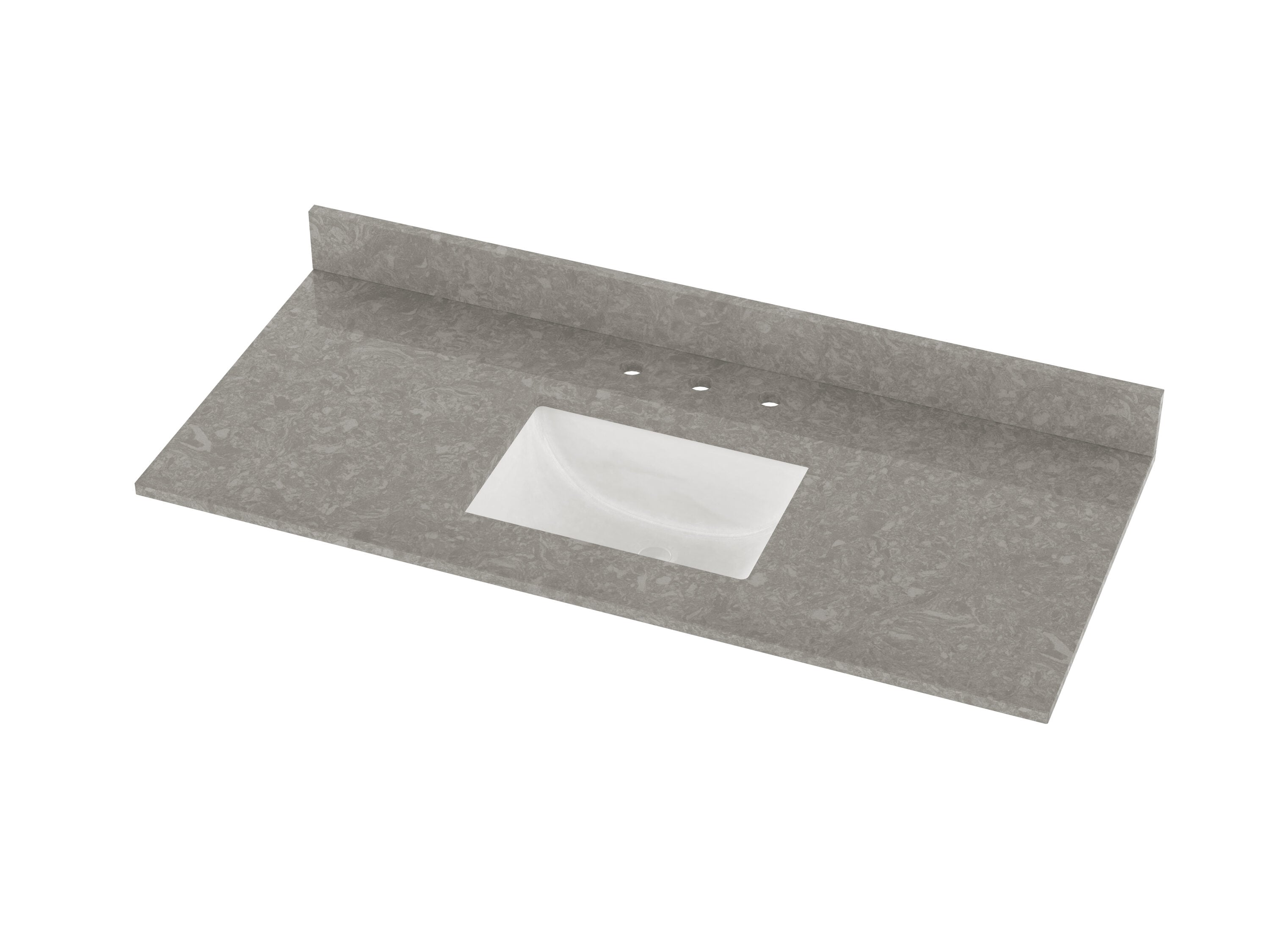 Cubierta de tocador para baño de cuarzo gris carbón de 49 x 22 pulgadas con lavabo bajo cubierta individual de 3 orificios Winette WVTQ3201-49