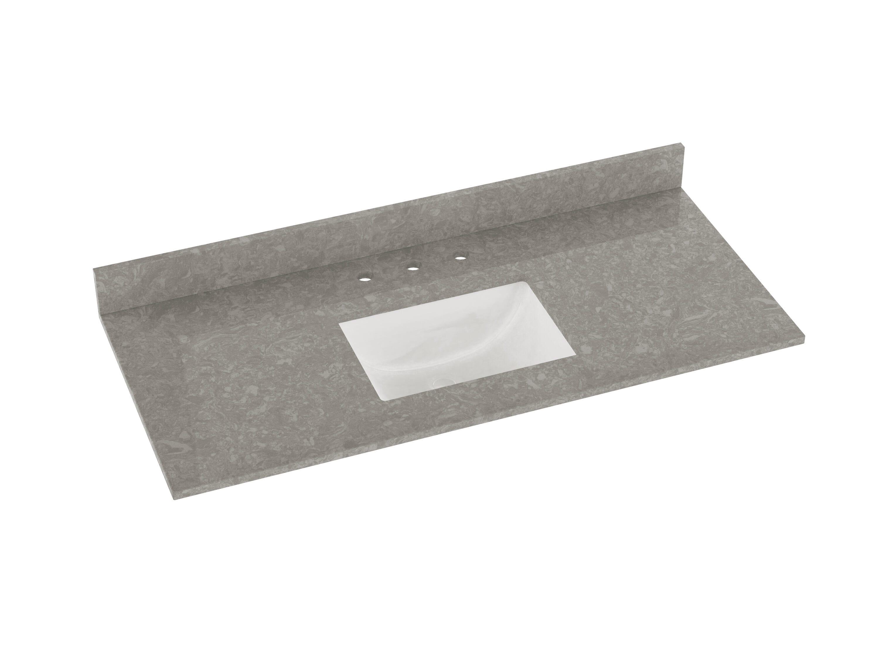 Cubierta de tocador para baño de cuarzo gris carbón de 49 x 22 pulgadas con lavabo bajo cubierta individual de 3 orificios Winette WVTQ3201-49