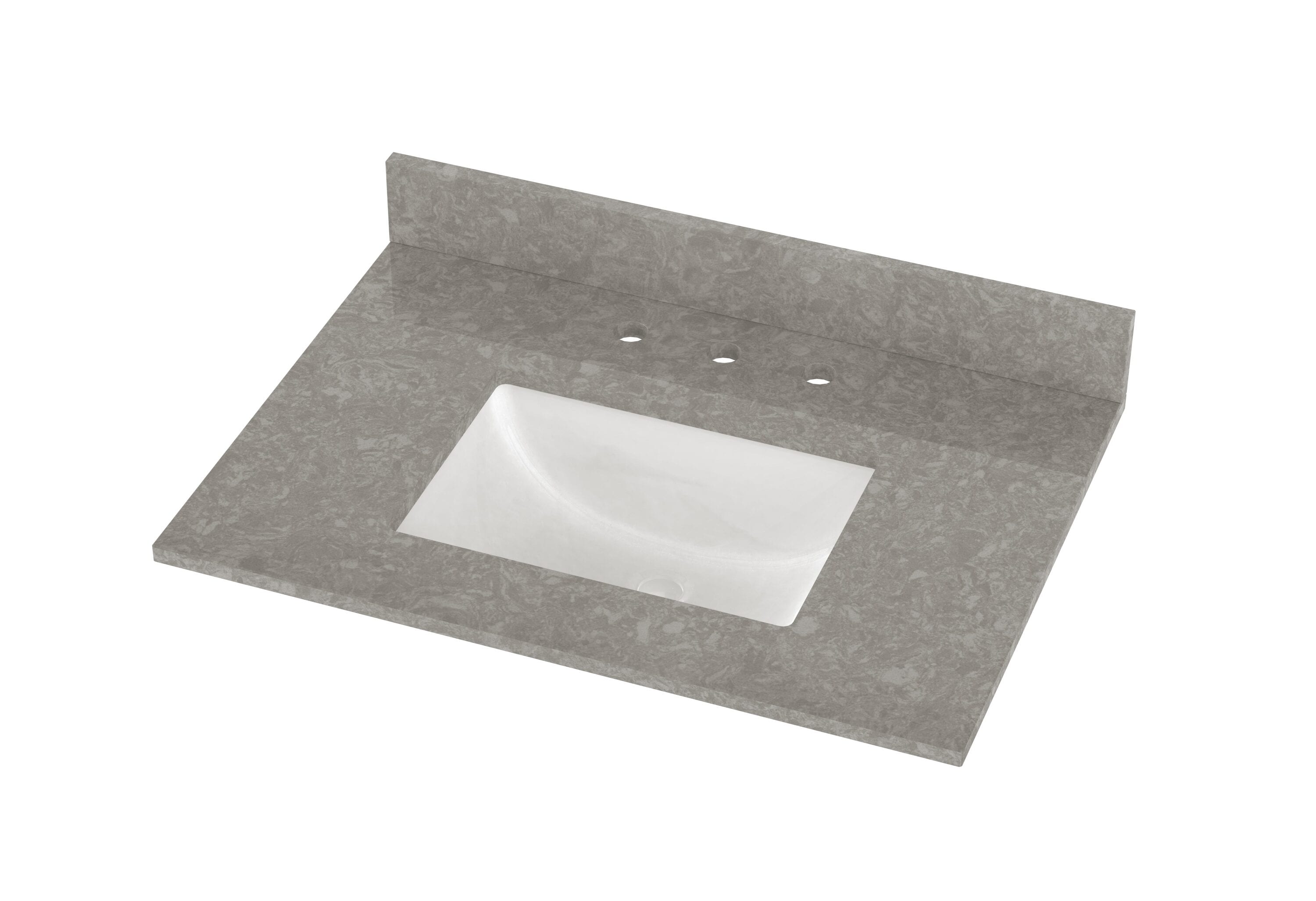 Tapa de tocador de baño de cuarzo gris carbón para montar debajo del fregadero de 31 pulgadas x 22 pulgadas con un solo lavabo y 3 orificios de Winette (WVTQ3201-31)