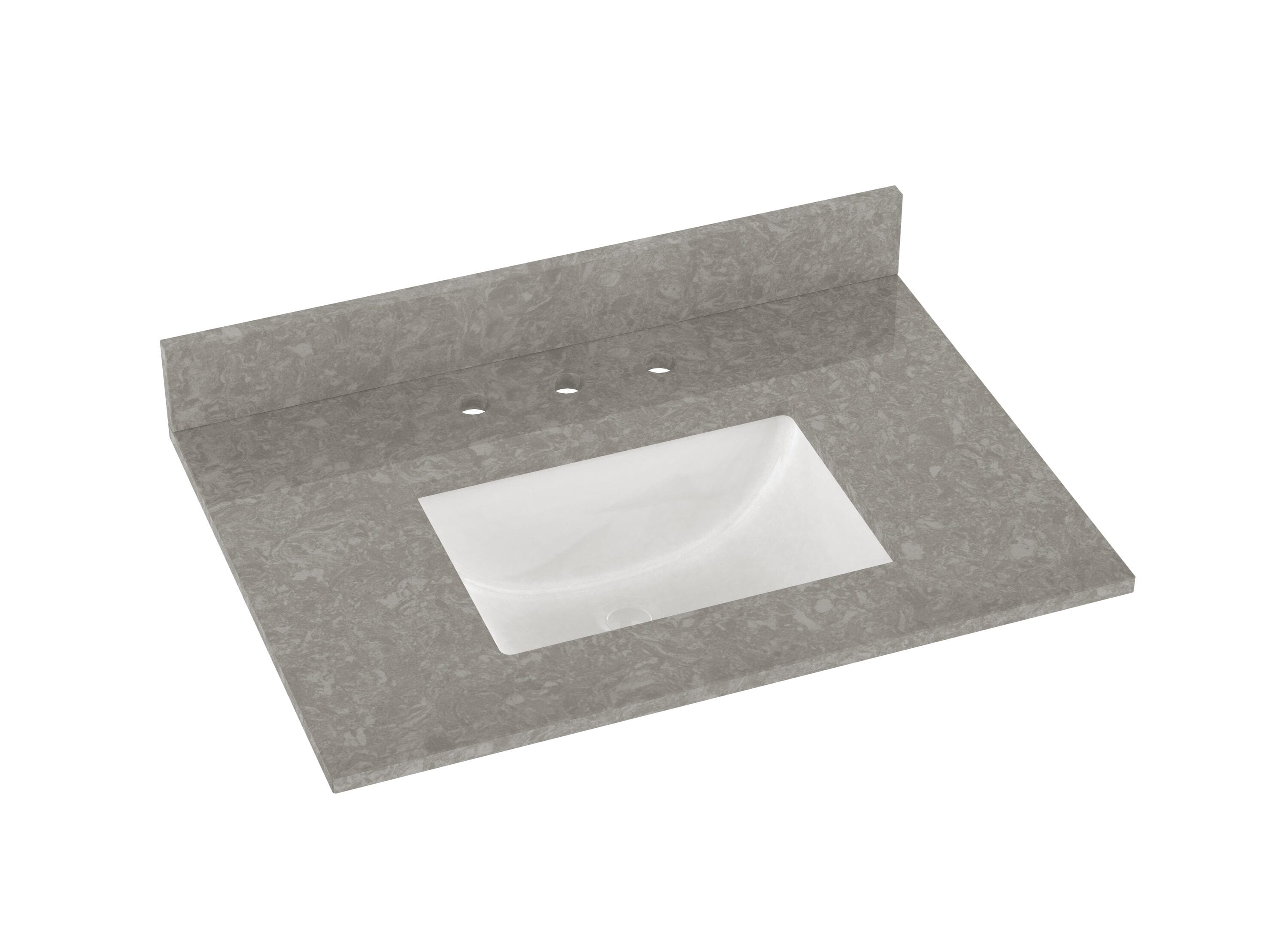 Tapa de tocador de baño de cuarzo gris carbón para montar debajo del fregadero de 31 pulgadas x 22 pulgadas con un solo lavabo y 3 orificios de Winette (WVTQ3201-31)