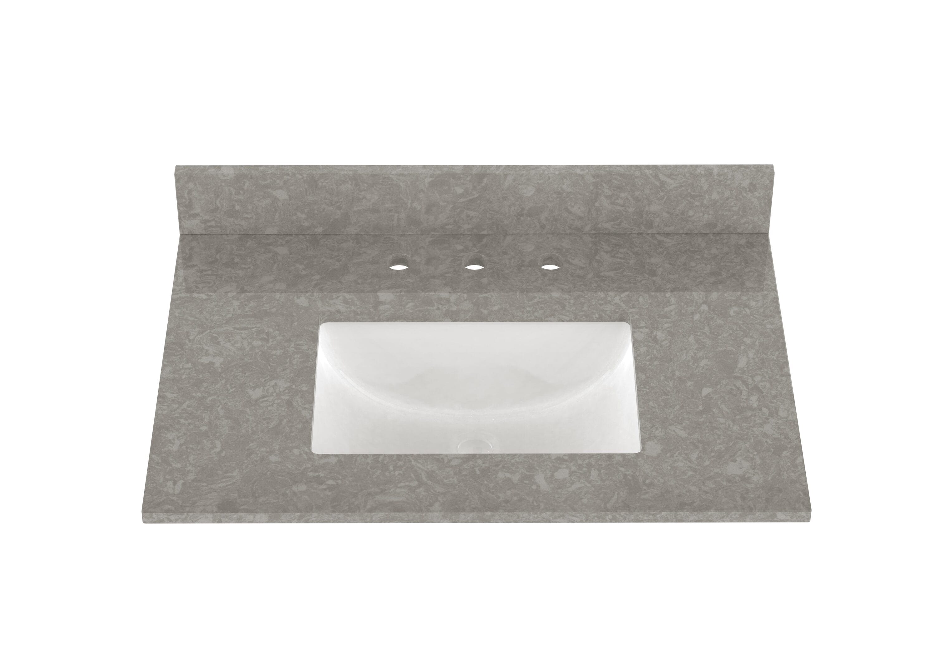 Tapa de tocador de baño de cuarzo gris carbón para montar debajo del fregadero de 31 pulgadas x 22 pulgadas con un solo lavabo y 3 orificios de Winette (WVTQ3201-31)