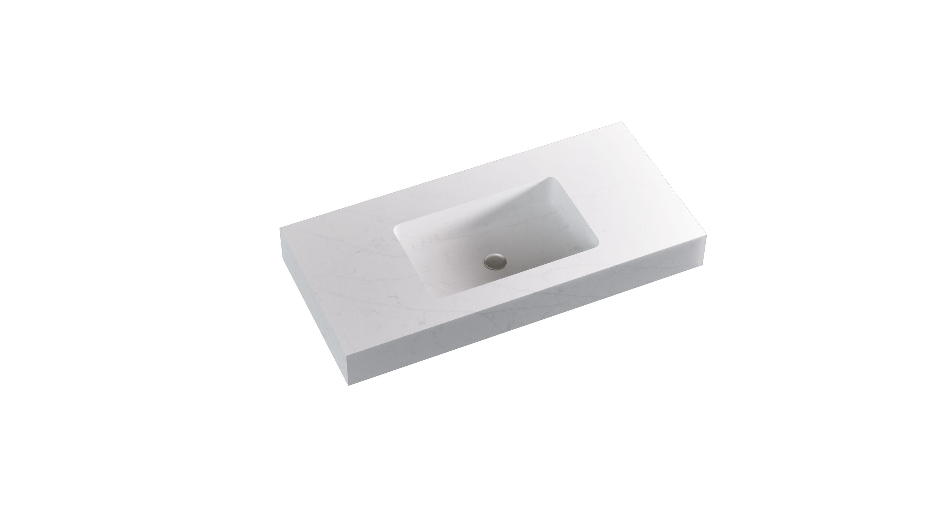Encimera de baño con lavabo integrado de cuarzo Statuario de 36 pulgadas x 22 pulgadas con un solo orificio - Silestone EVITA 256961