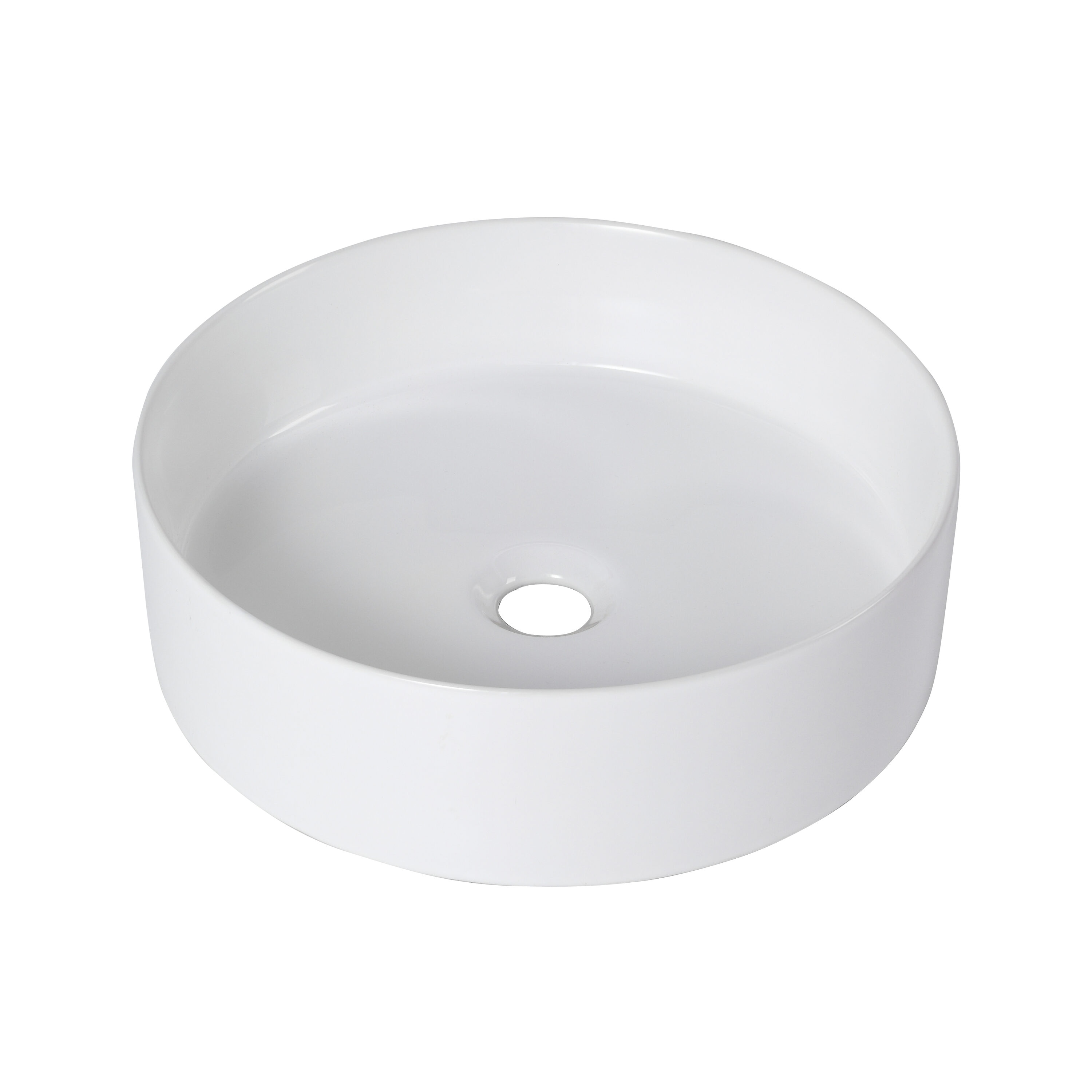 Tocador de Baño con Lavabo Individual de Cerámica Blanca WELLFOR 16.7 Pulgadas x 16.7 Pulgadas GLEM-69283