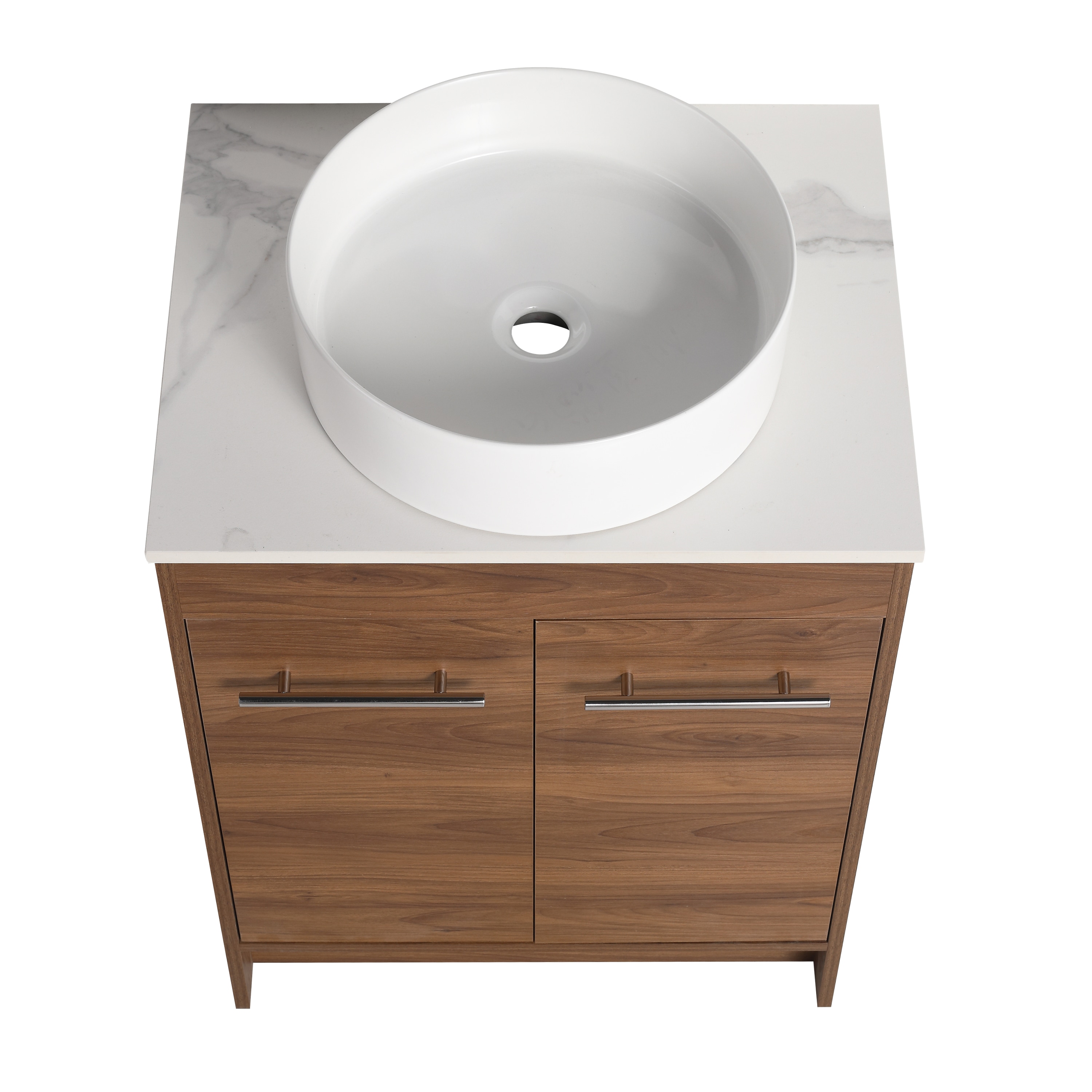 Tocador de Baño con Lavabo Individual de Cerámica Blanca WELLFOR 16.7 Pulgadas x 16.7 Pulgadas GLEM-69283