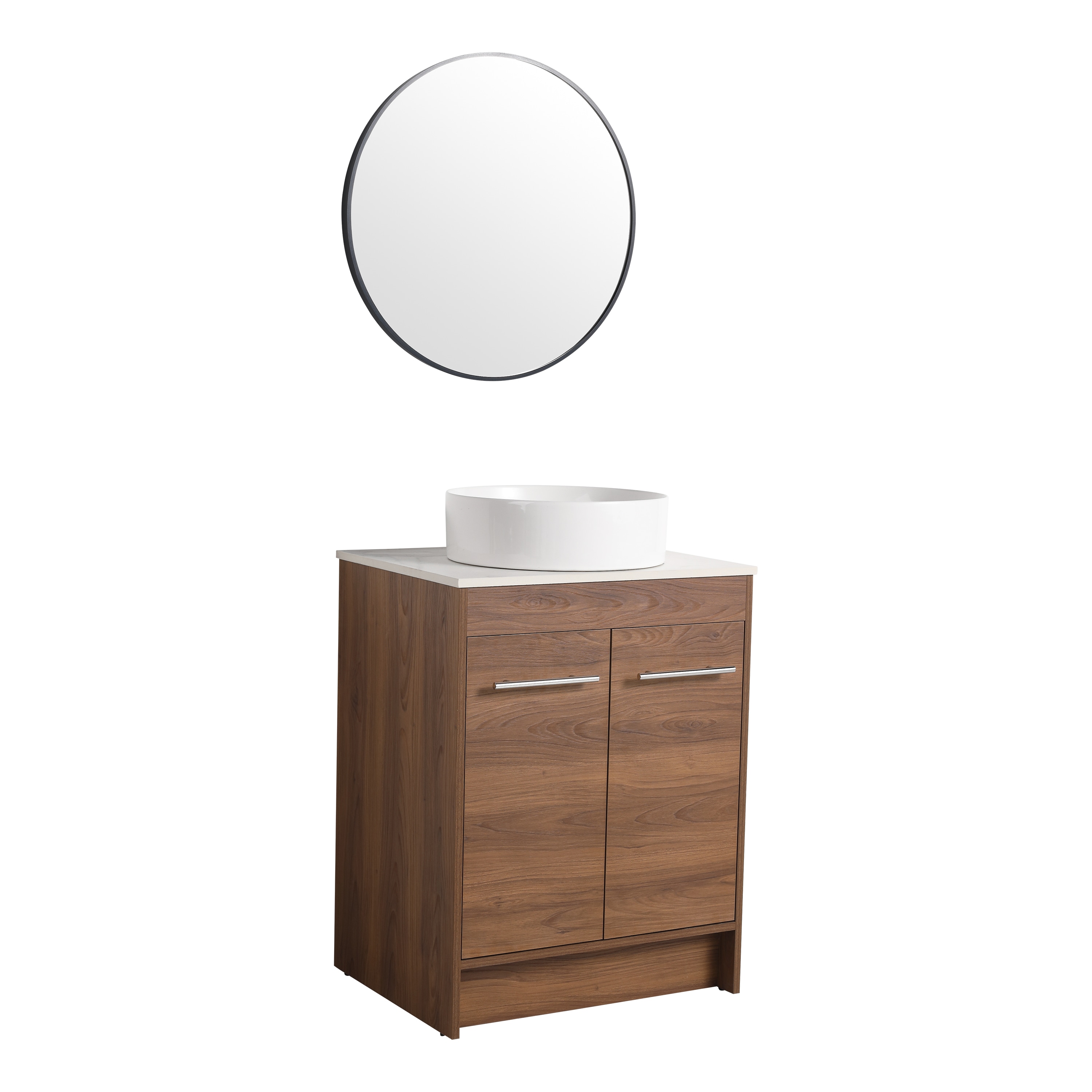 Tocador de Baño con Lavabo Individual de Cerámica Blanca WELLFOR 16.7 Pulgadas x 16.7 Pulgadas GLEM-69283