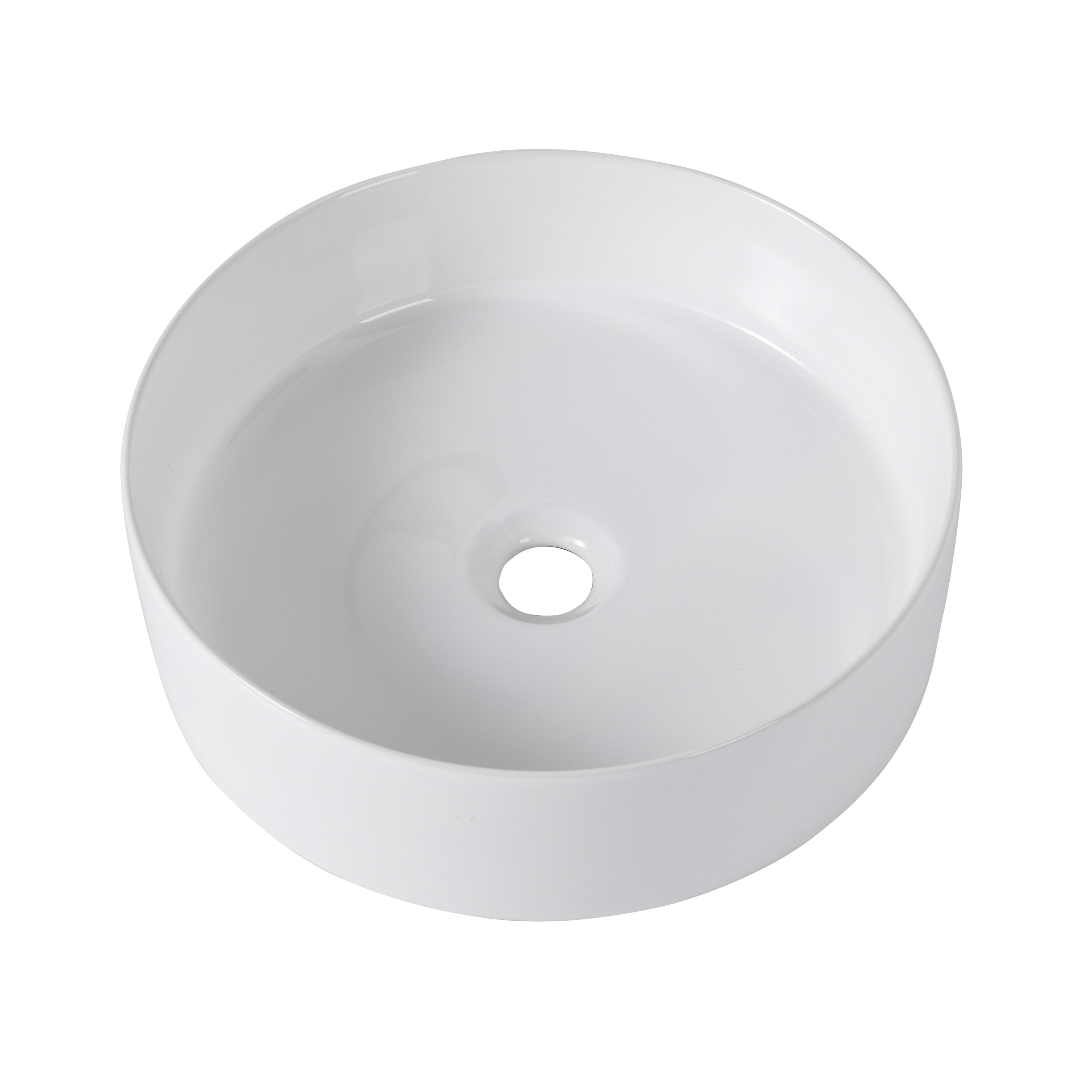 Tocador de Baño con Lavabo Individual de Cerámica Blanca WELLFOR 16.7 Pulgadas x 16.7 Pulgadas GLEM-69283