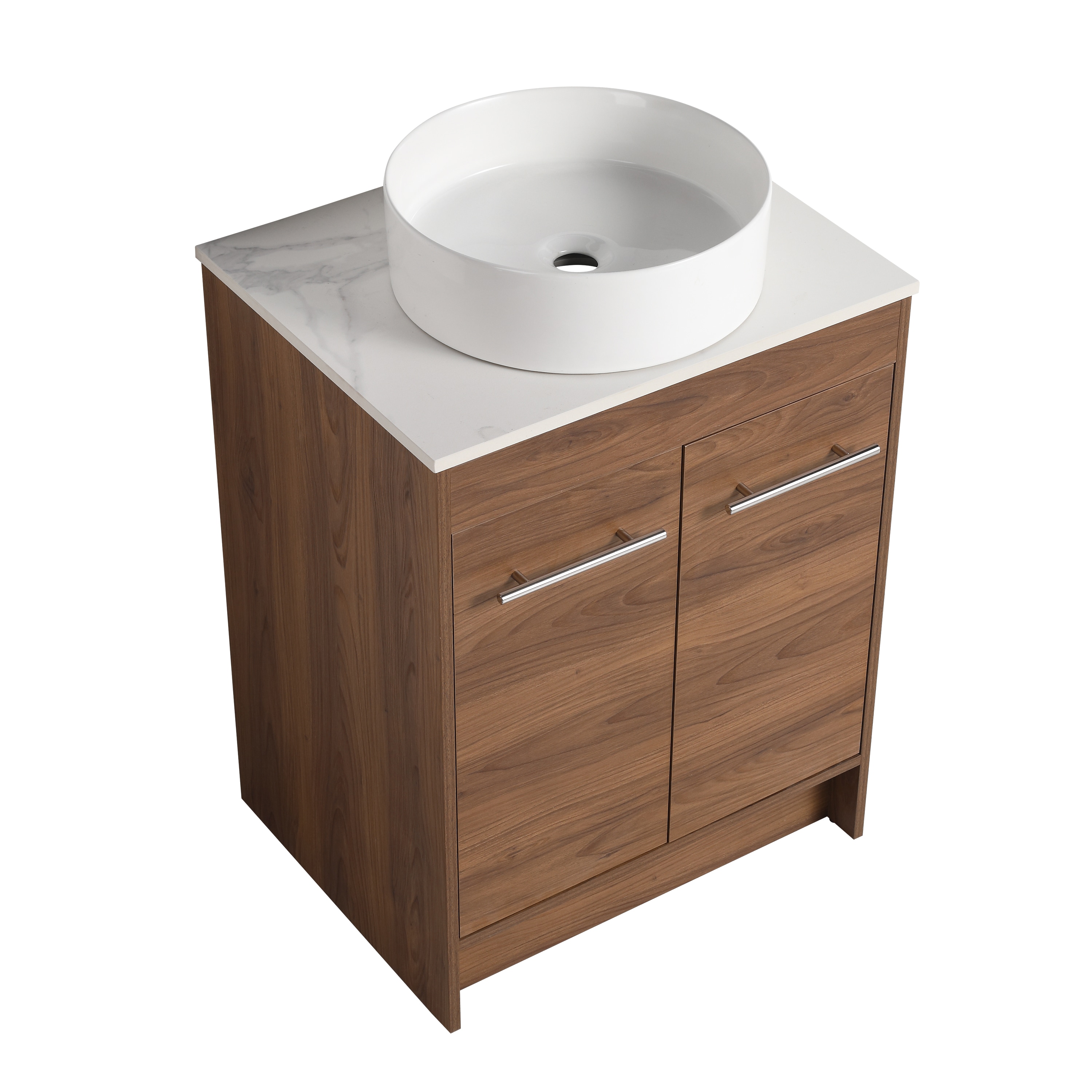 Tocador de Baño con Lavabo Individual de Cerámica Blanca WELLFOR 16.7 Pulgadas x 16.7 Pulgadas GLEM-69283