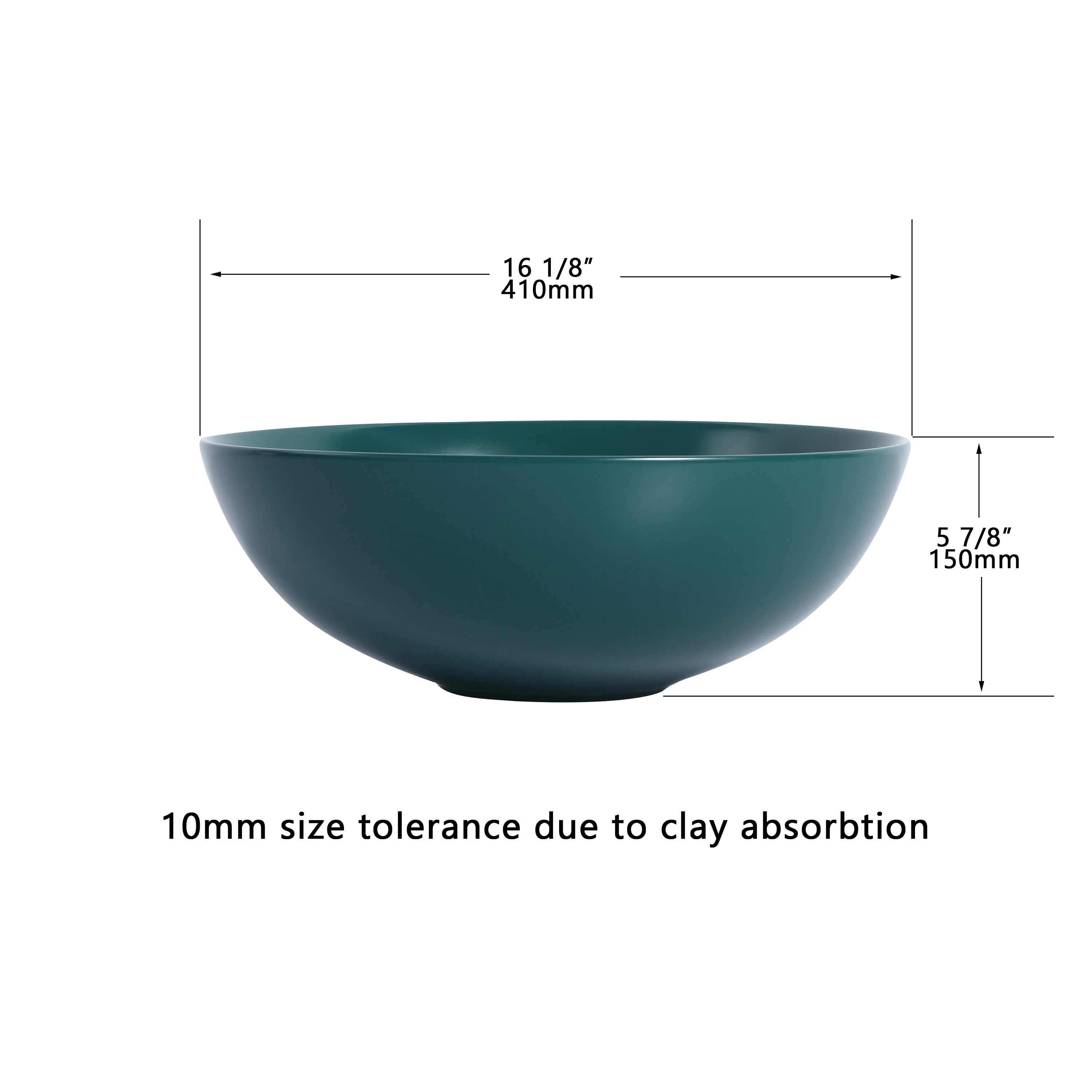 Tapa de tocador de baño de cerámica verde para lavabo individual de 16.1 pulgadas x 16.1 pulgadas