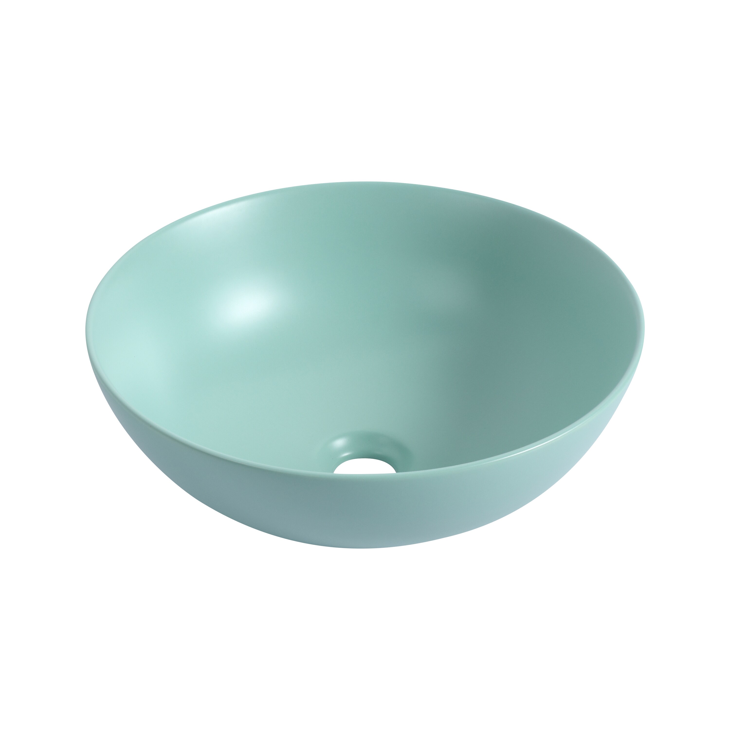 Tapa de tocador de baño de un solo lavamanos de cerámica verde claro de 16.1 pulgadas x 16.1 pulgadas WELLFOR GLEM-84051