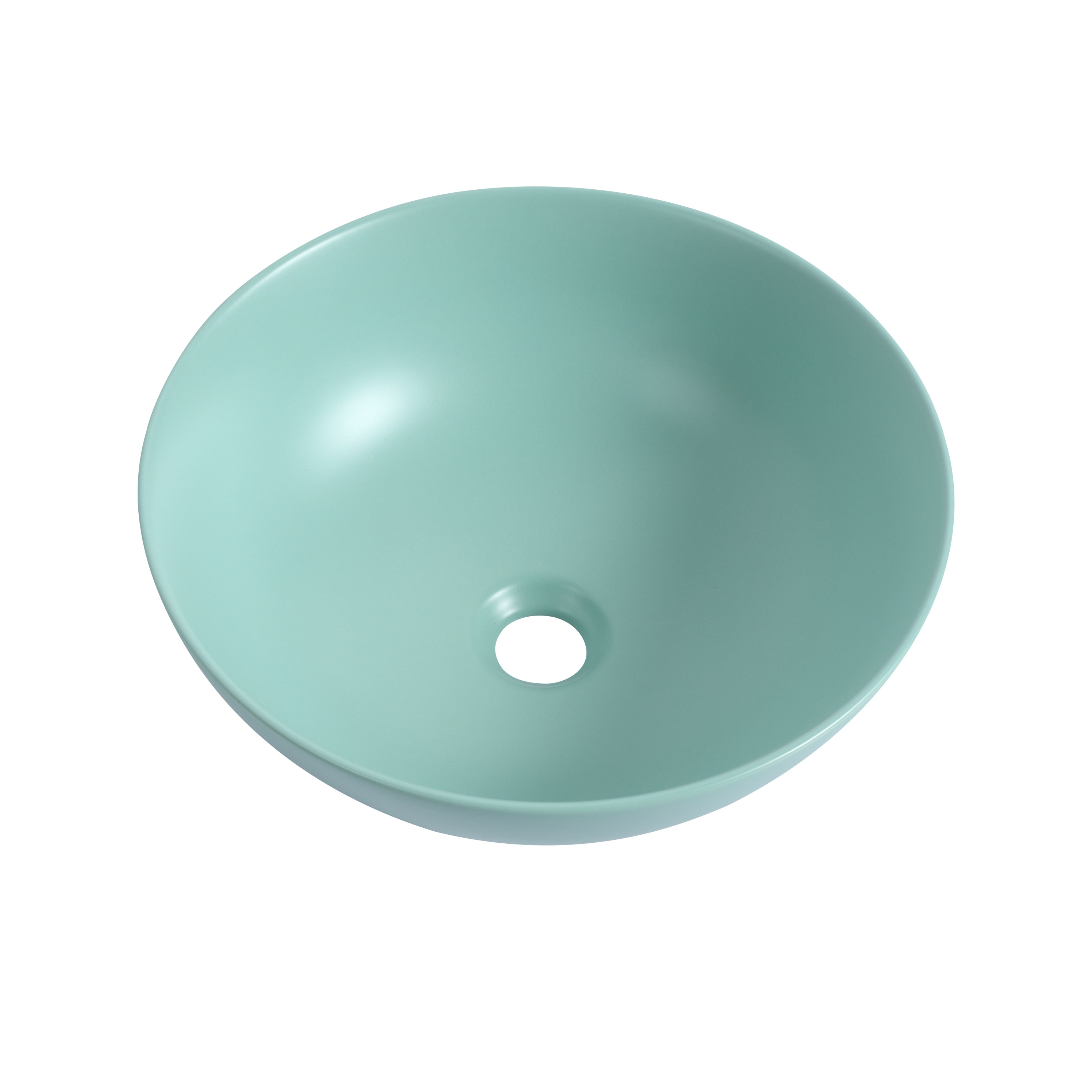 Tapa de tocador de baño de un solo lavamanos de cerámica verde claro de 16.1 pulgadas x 16.1 pulgadas WELLFOR GLEM-84051