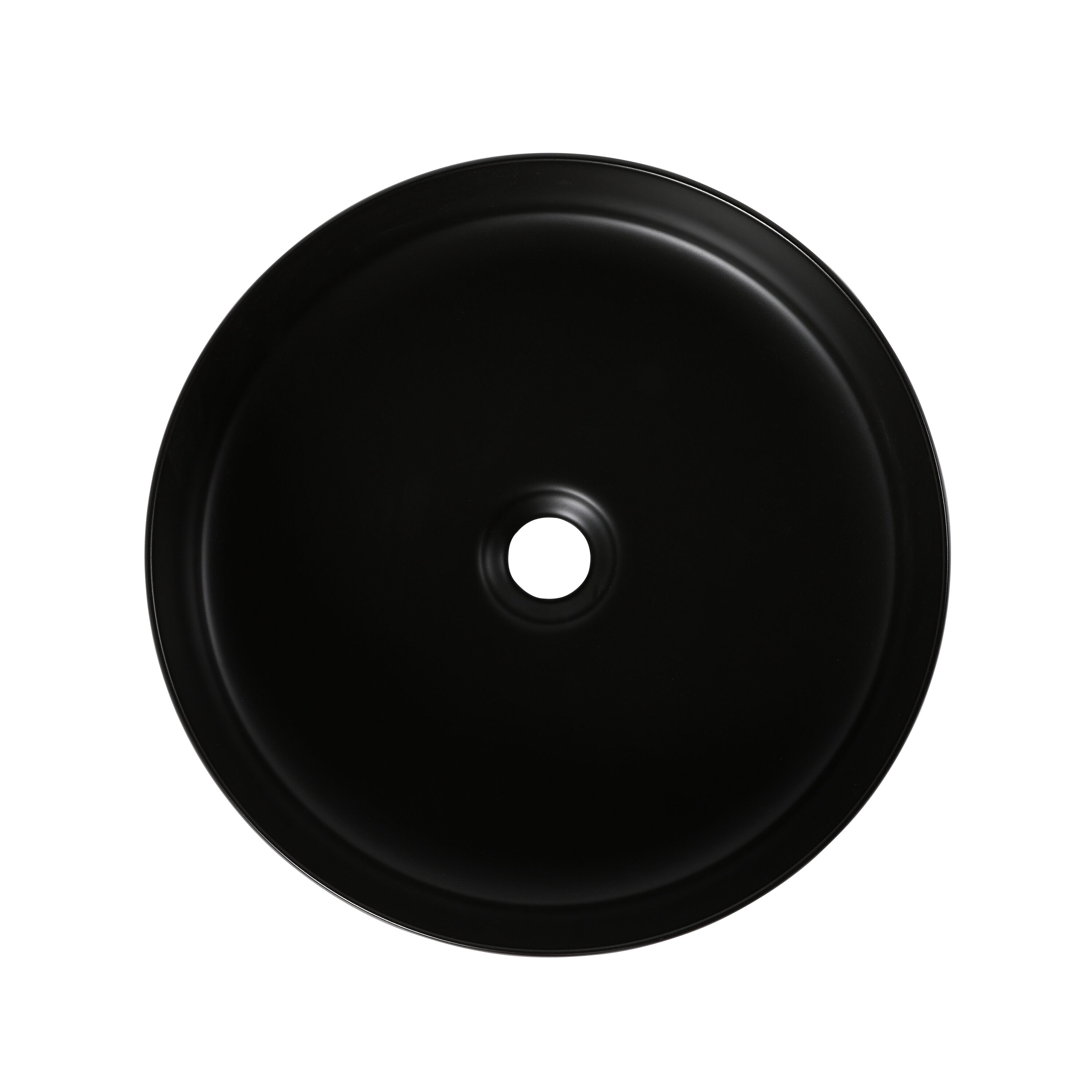Encimera de tocador de baño con lavabo único de cerámica negra WELLFOR 15.7 pulgadas x 15.7 pulgadas GLEM-104414