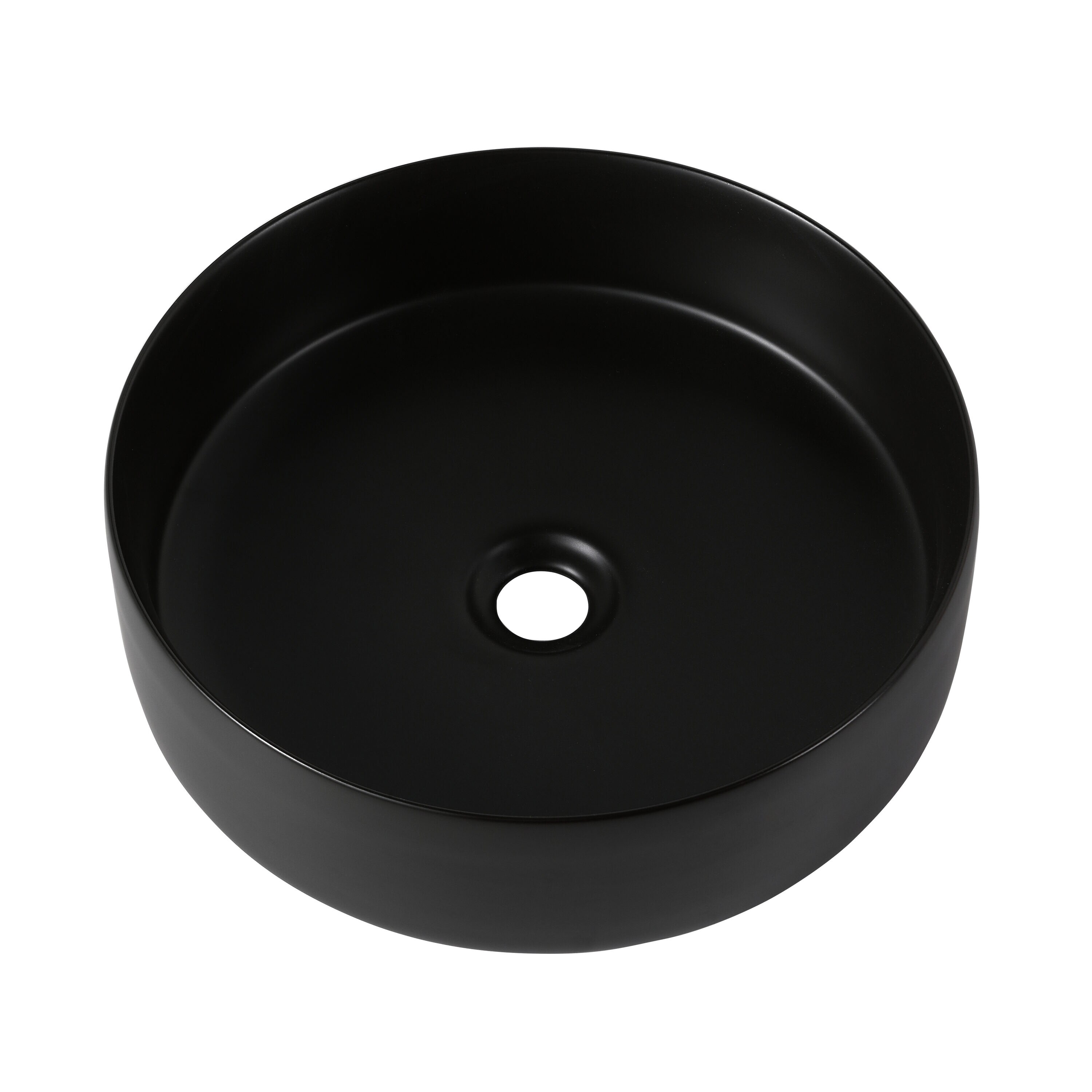 Encimera de tocador de baño con lavabo único de cerámica negra WELLFOR 15.7 pulgadas x 15.7 pulgadas GLEM-104414