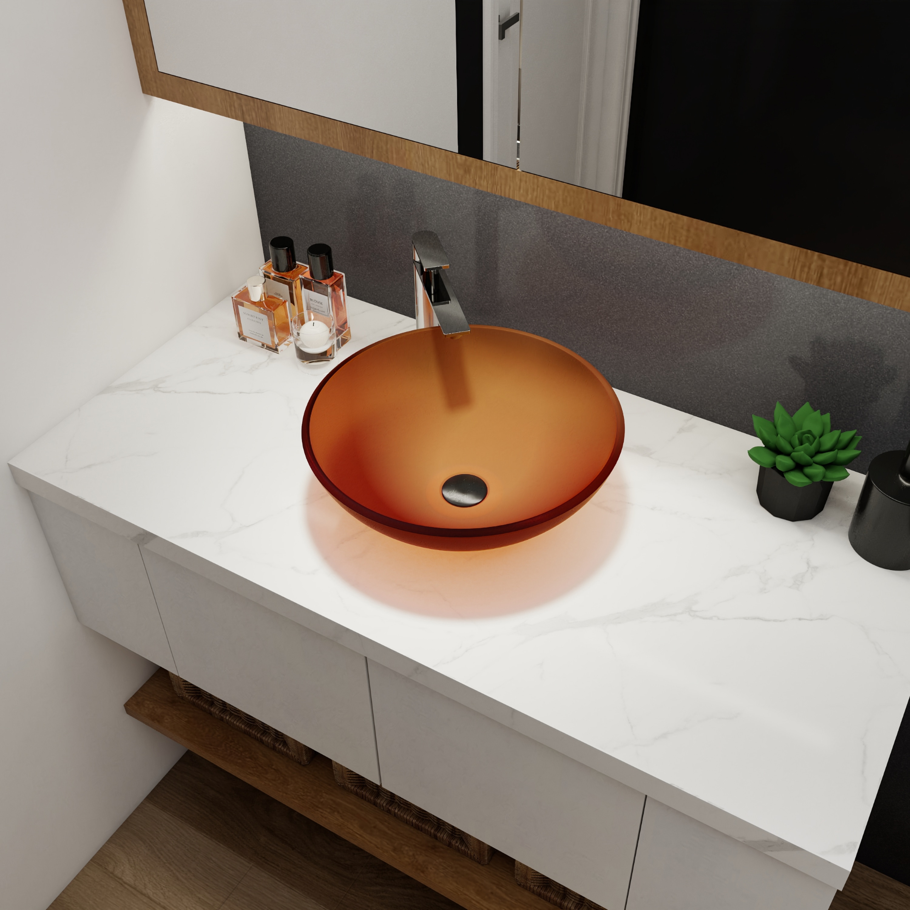 Encimera de baño de cerámica verde para lavabo único de 15.7 pulgadas x 15.7 pulgadas WELLFOR GLEM-77122.