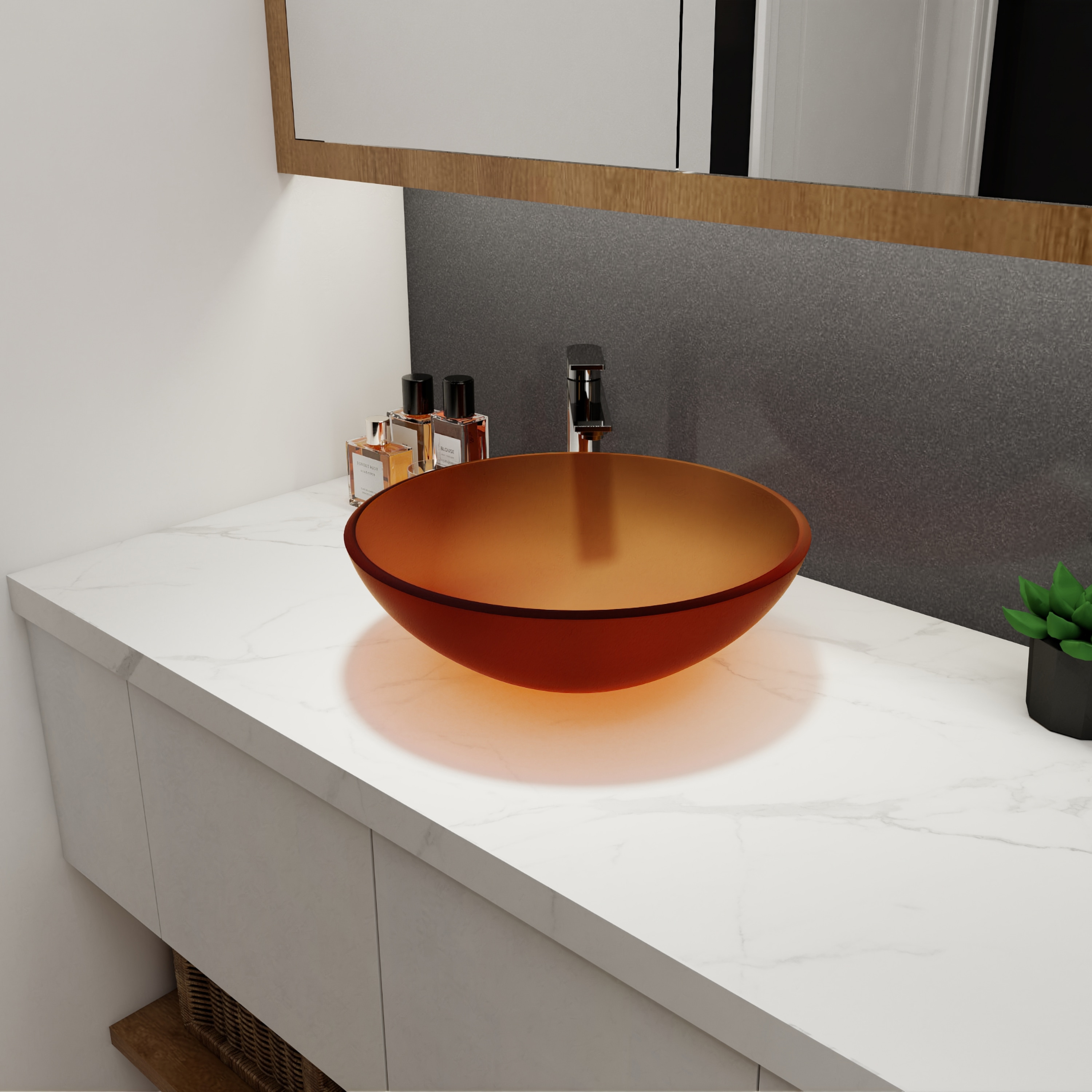 Encimera de baño de cerámica verde para lavabo único de 15.7 pulgadas x 15.7 pulgadas WELLFOR GLEM-77122.