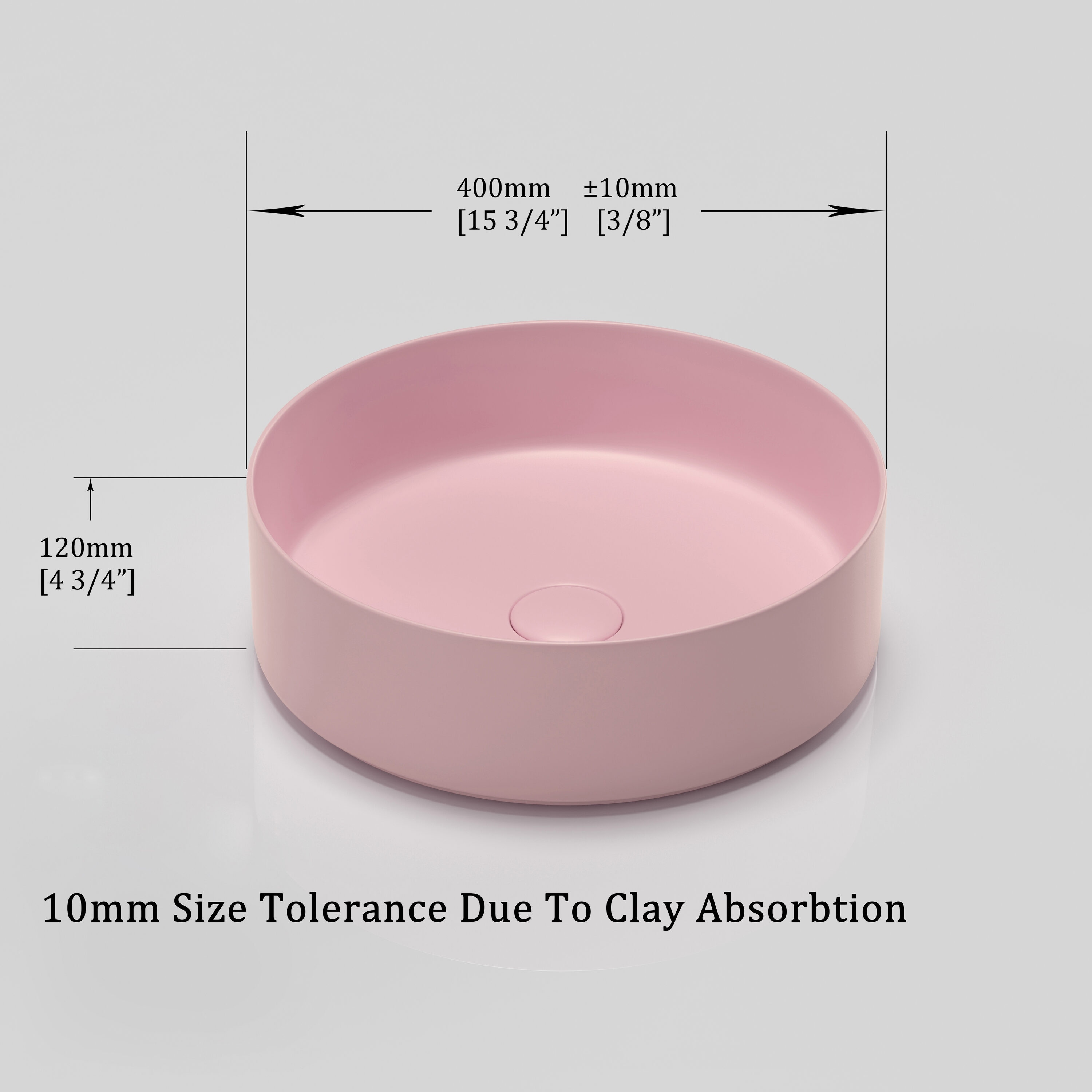 Tapa de tocador de baño de cerámica rosa para lavabo individual, WELLFOR 15.7 pulgadas x 15.7 pulgadas GLEM-77119