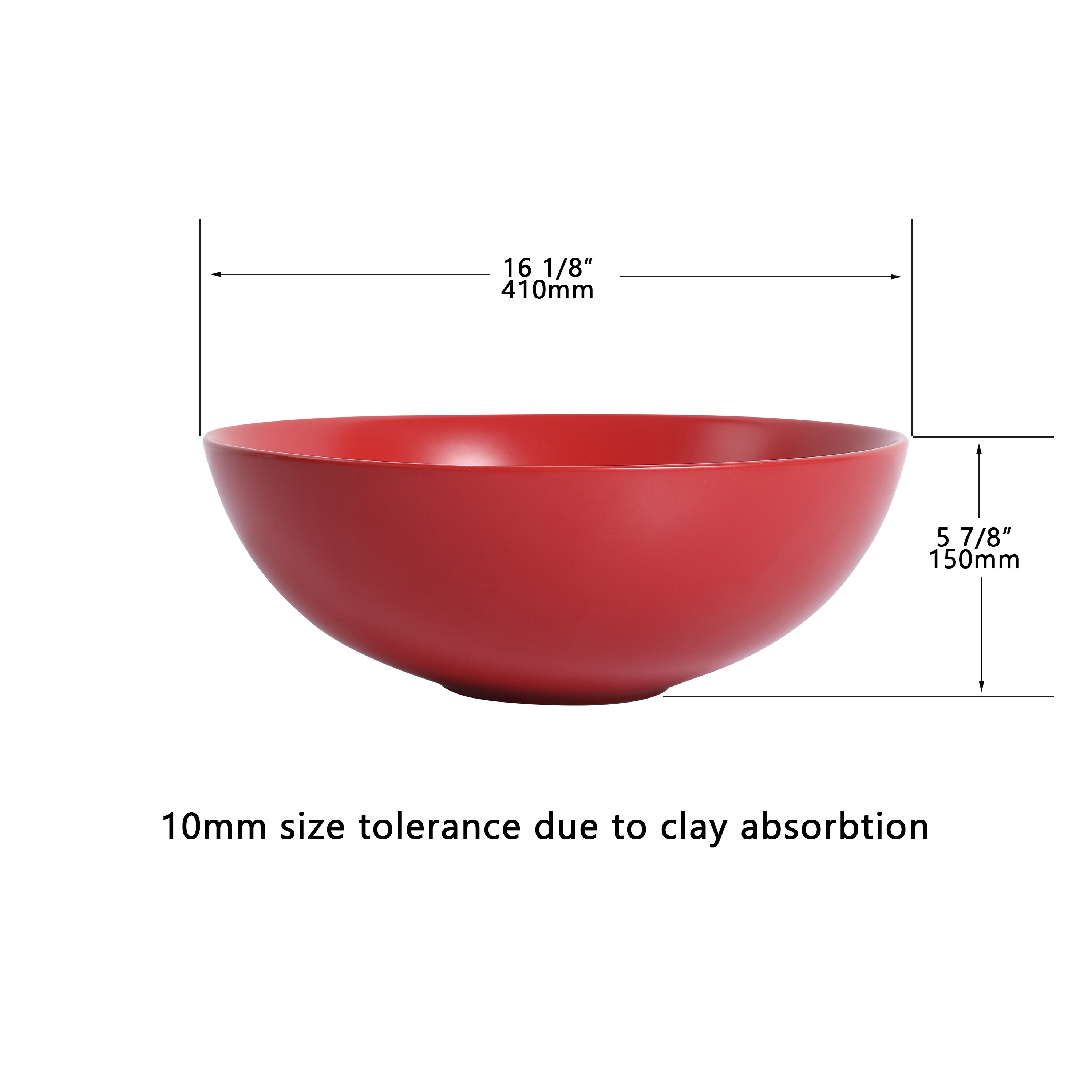 Recubrimiento de tocador de baño de cerámica roja para lavabo individual de 16.1 pulgadas x 16.1 pulgadas