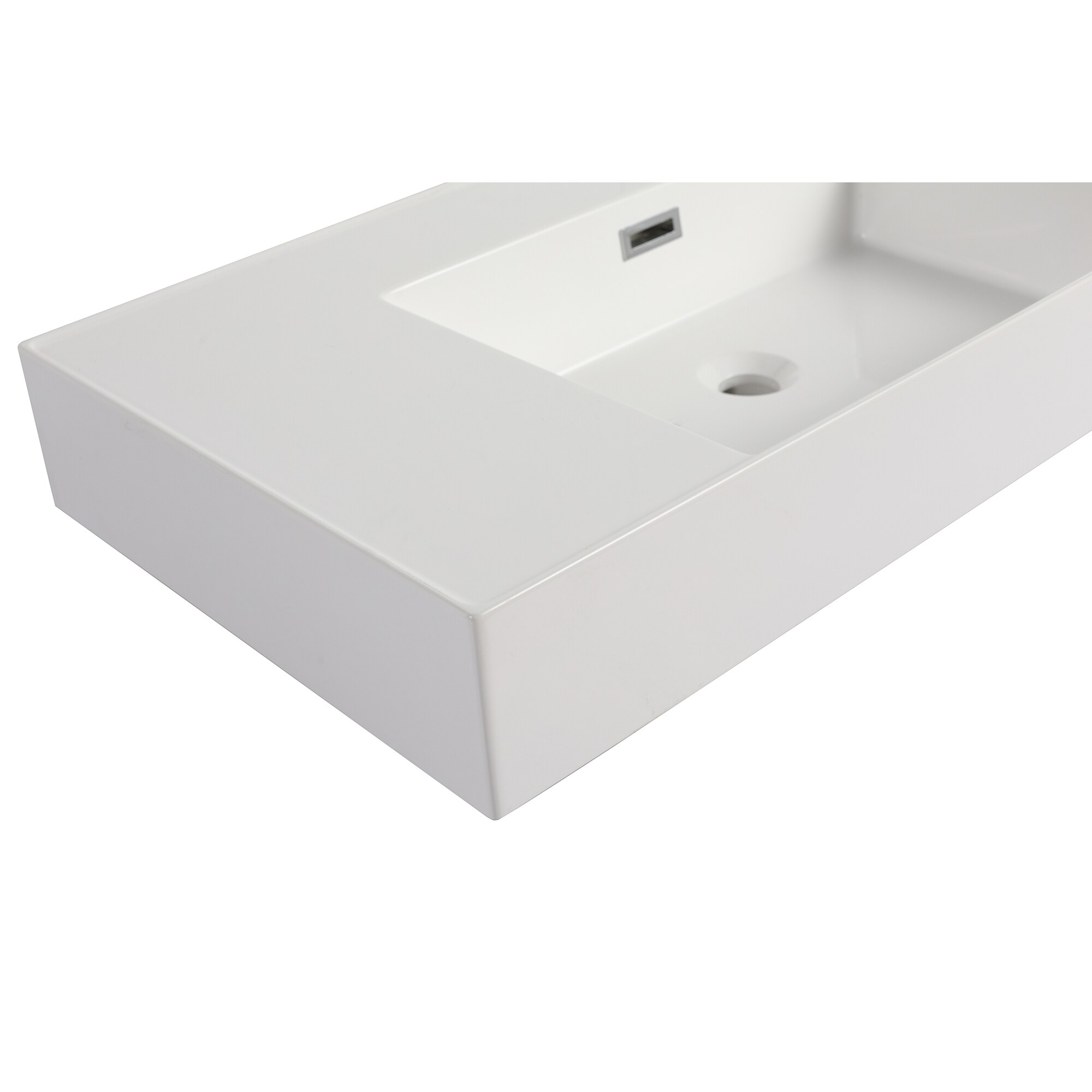 Tope de tocador para baño de mármol cultivado blanco de 36 pulgadas x 18 pulgadas con lavabo individual empotrado y un orificio de grifo - NIE-M5TP980.