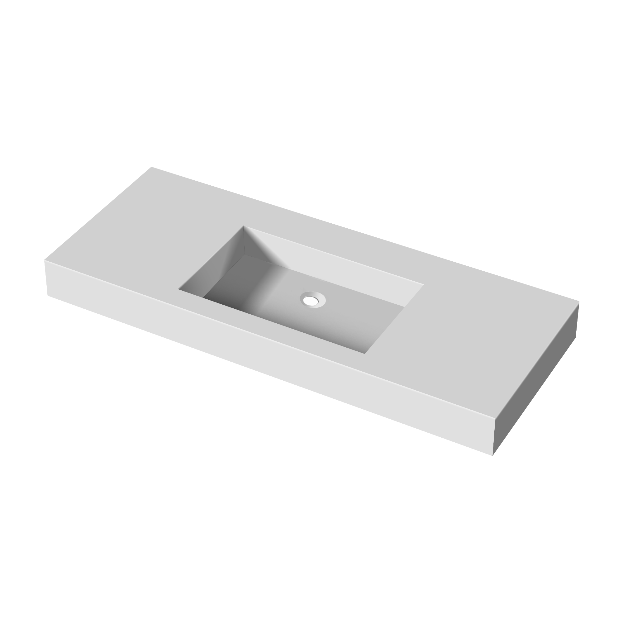 Tope de tocador de baño de superficie sólida mate blanco de 47 pulgadas x 19 pulgadas sin agujeros previamente perforados de WELLFOR NIE-M5TP002