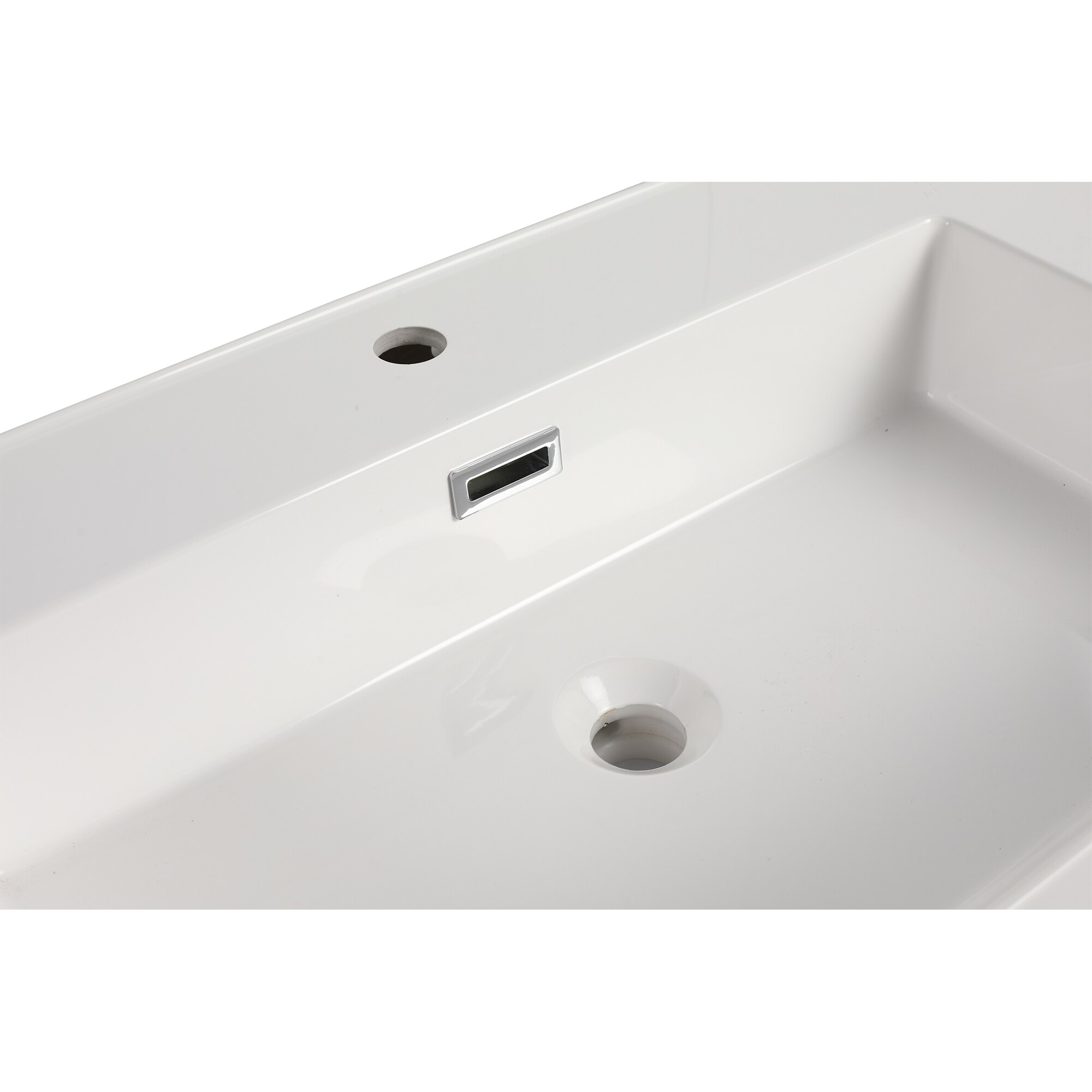 Tope para tocador de baño de mármol cultivado blanco de 48 pulgadas x 18 pulgadas con lavabo individual empotrado de 1 orificio de WELLFOR