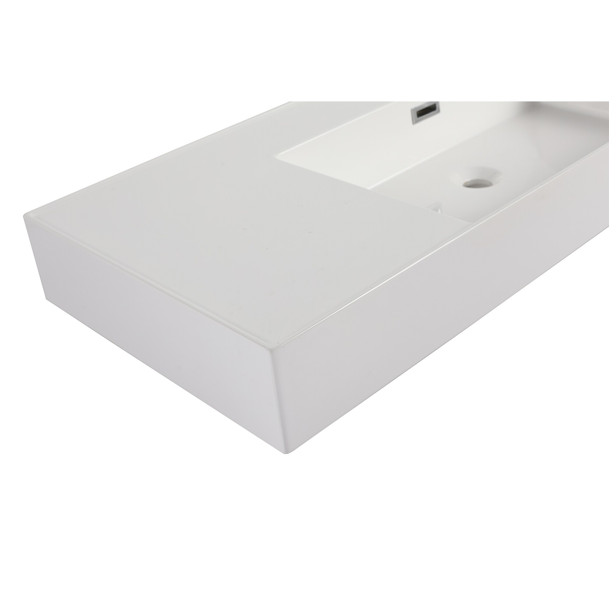 Tope para tocador de baño de mármol cultivado blanco de 48 pulgadas x 18 pulgadas con lavabo individual empotrado de 1 orificio de WELLFOR