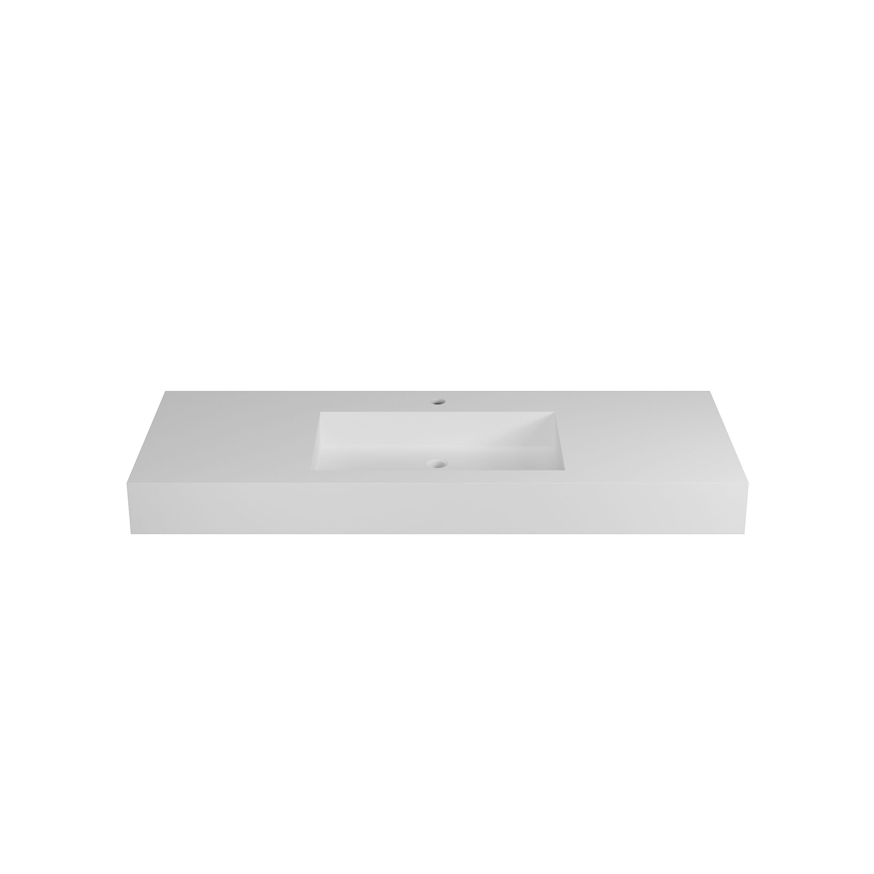 Encimera de tocador de baño de superficie sólida mate blanco de 47 pulgadas x 19 pulgadas con agujero pre-perforado para lavabo individual bajo cubierta de WELLFOR