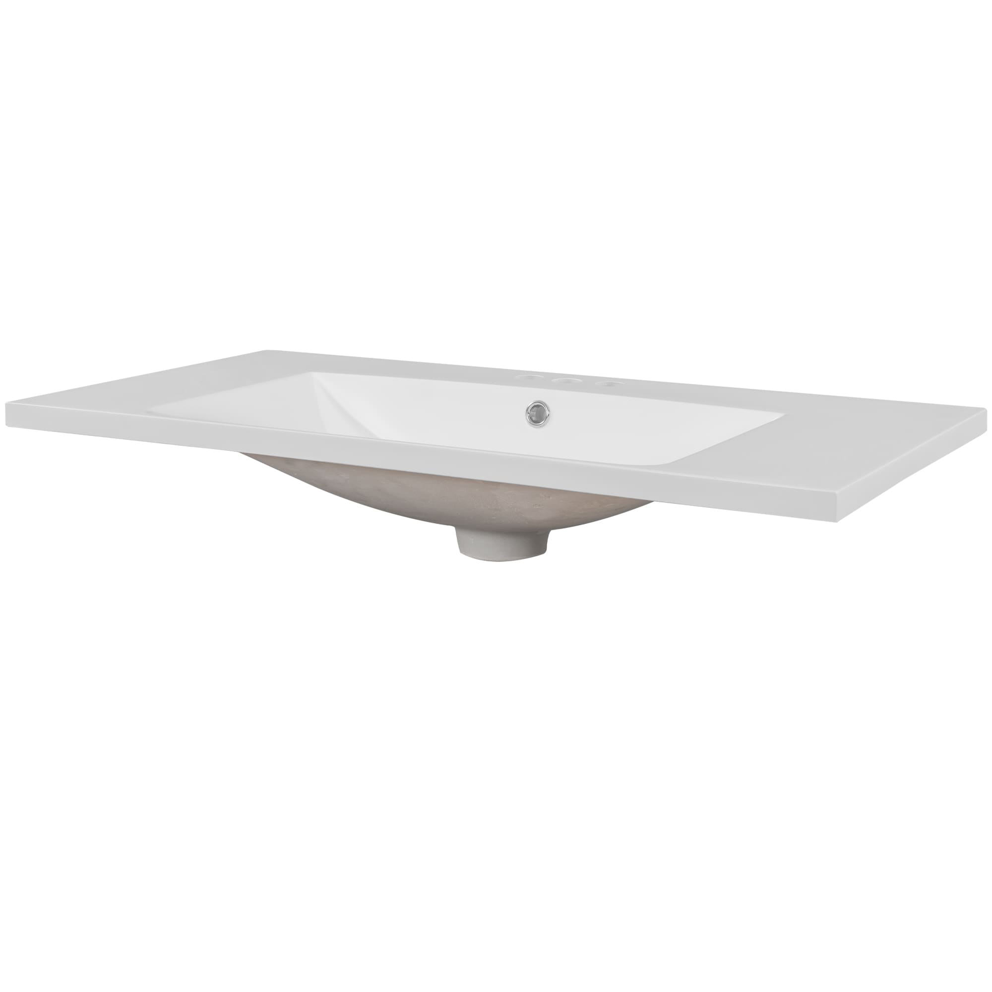 Encimera de tocador de baño de cerámica blanca de 36 pulgadas x 18 pulgadas con lavabo individual empotrado de 3 orificios, marca WELLFOR