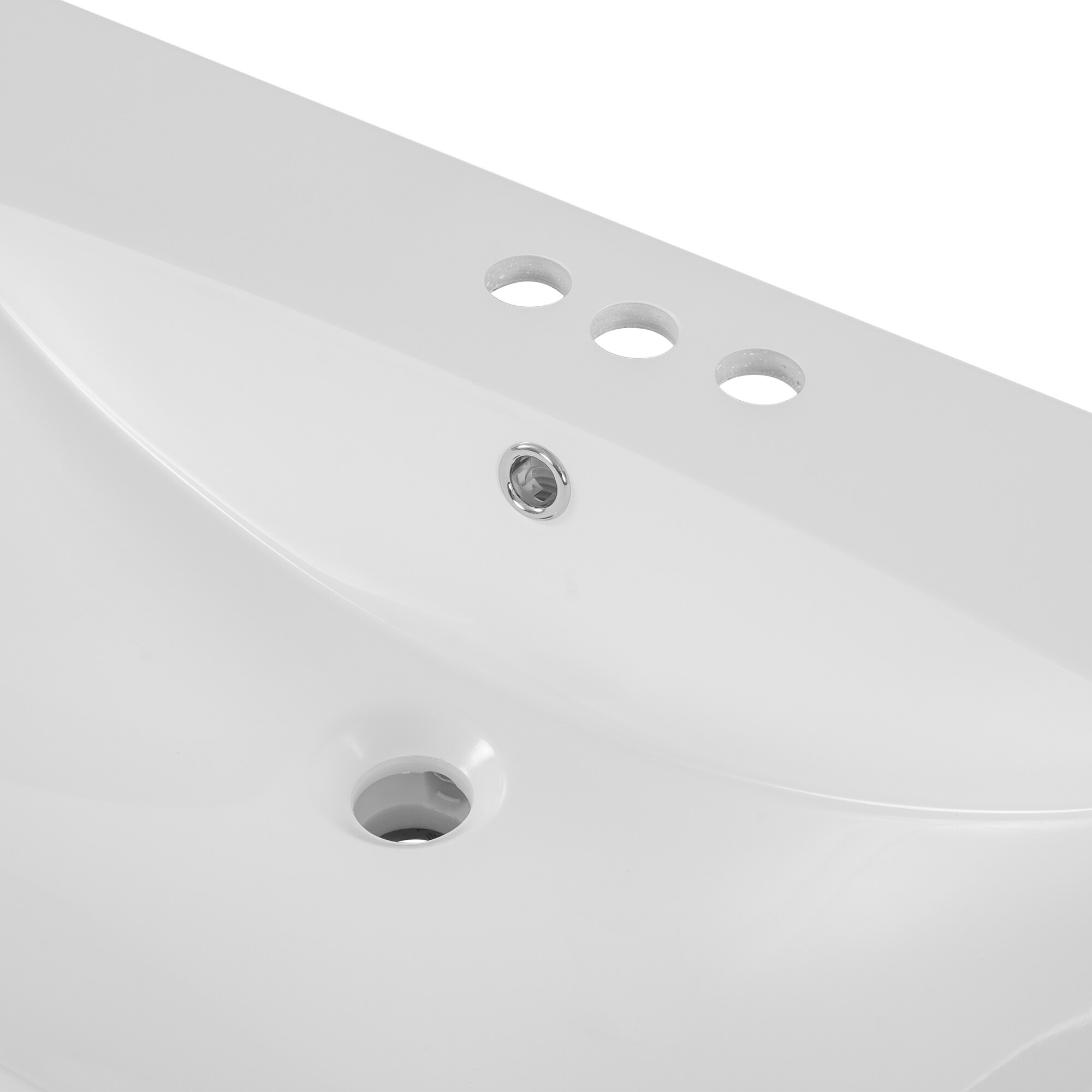Encimera de tocador de baño de cerámica blanca de 36 pulgadas x 18 pulgadas con lavabo individual empotrado de 3 orificios, marca WELLFOR