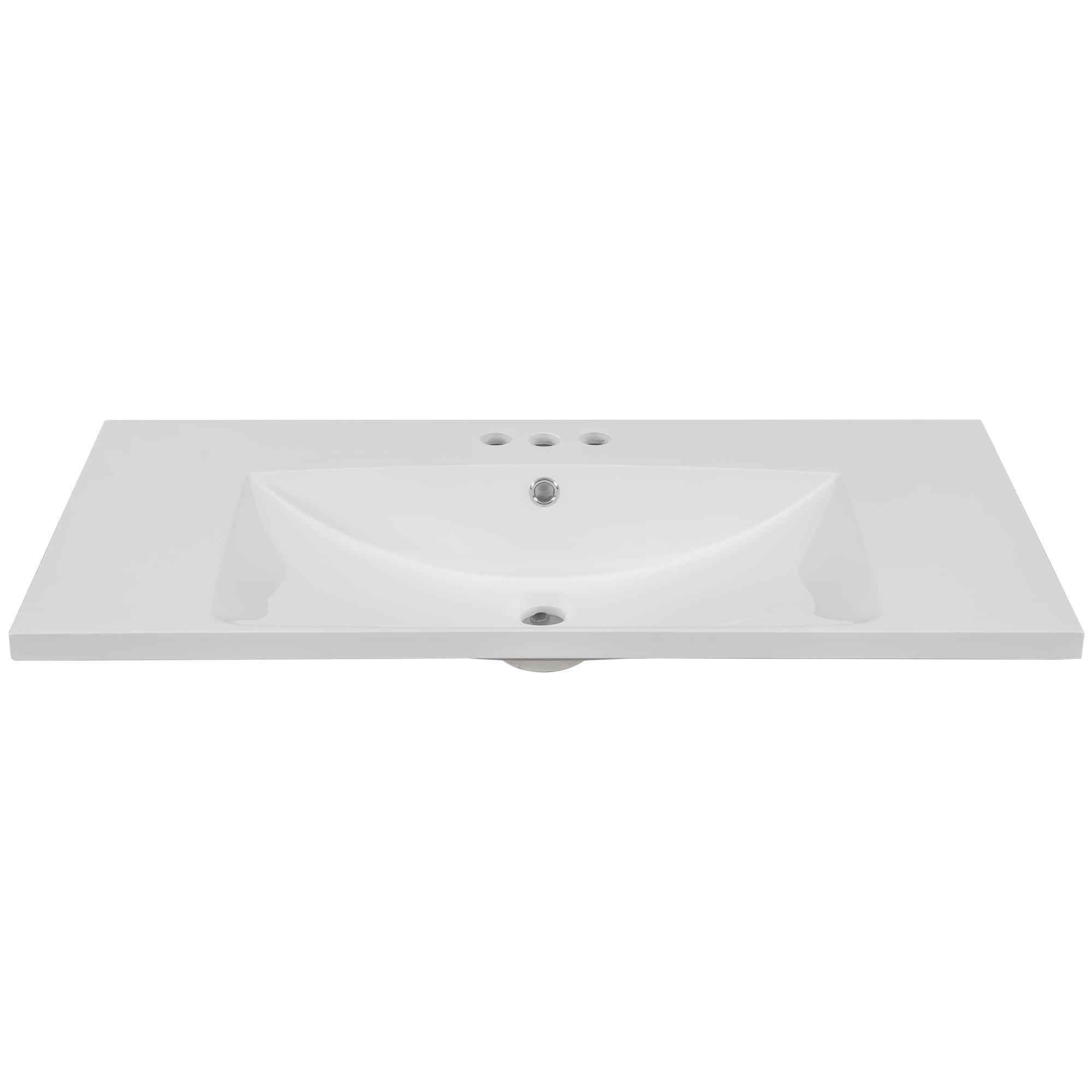 Encimera de tocador de baño de cerámica blanca de 36 pulgadas x 18 pulgadas con lavabo individual empotrado de 3 orificios, marca WELLFOR