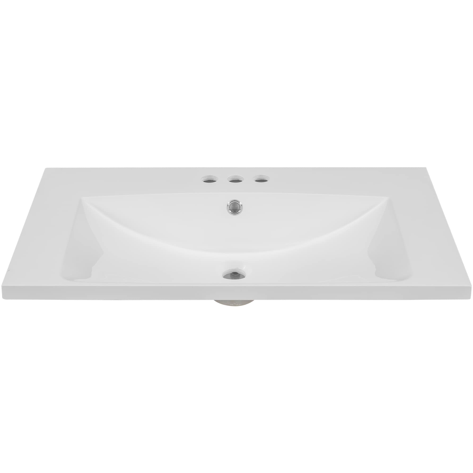 Tapa de tocador de baño de cerámica blanca para fregadero individual empotrado de 30 pulgadas x 18 pulgadas con 3 orificios - Modelo NIE-N7TP479