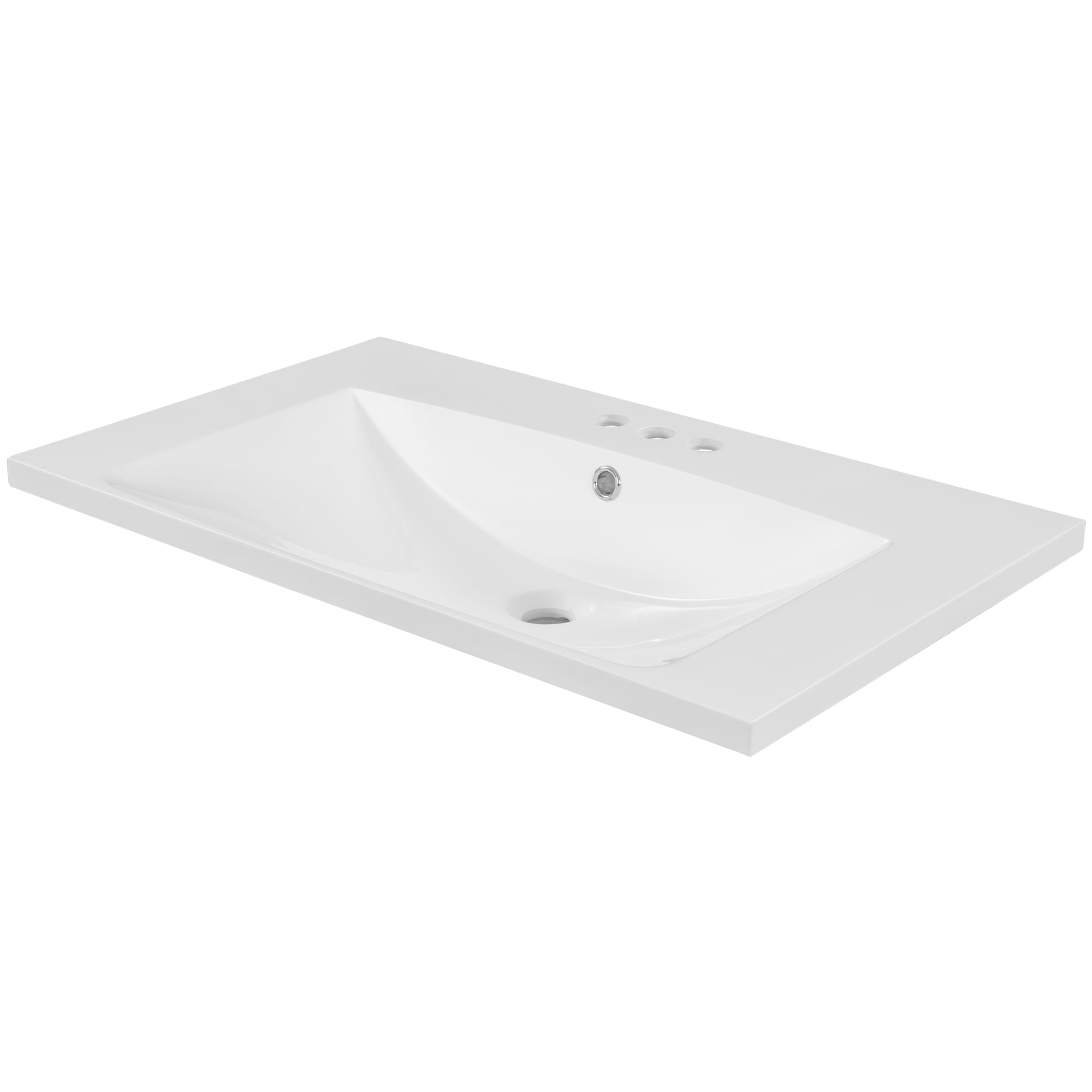 Tapa de tocador de baño de cerámica blanca para fregadero individual empotrado de 30 pulgadas x 18 pulgadas con 3 orificios - Modelo NIE-N7TP479