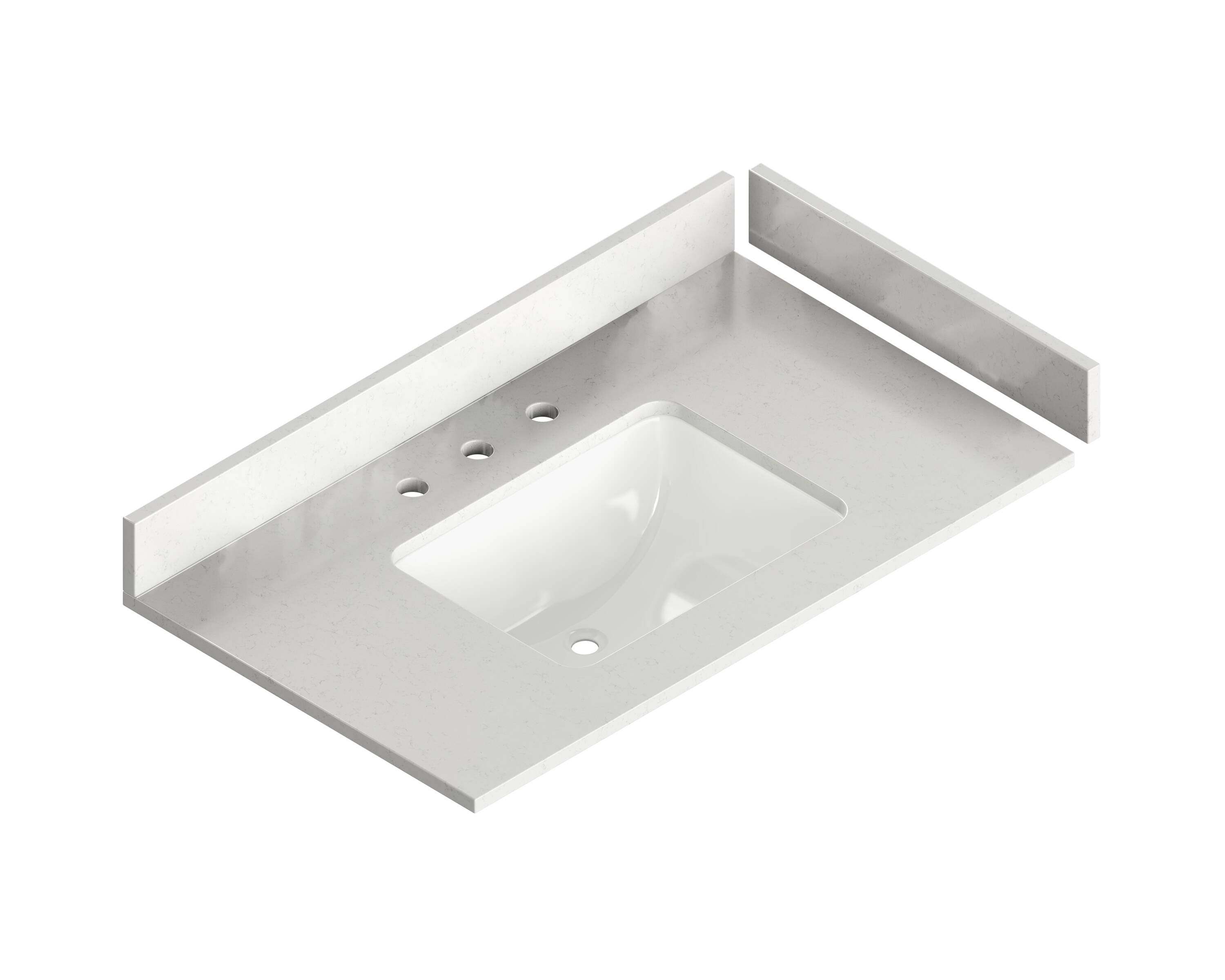 Tope de tocador de baño de un solo lavabo bajo cubierta de cuarzo Miami Vena de 25 pulgadas x 22 pulgadas con 3 orificios SIL25-MIAVENA-8H-2CM