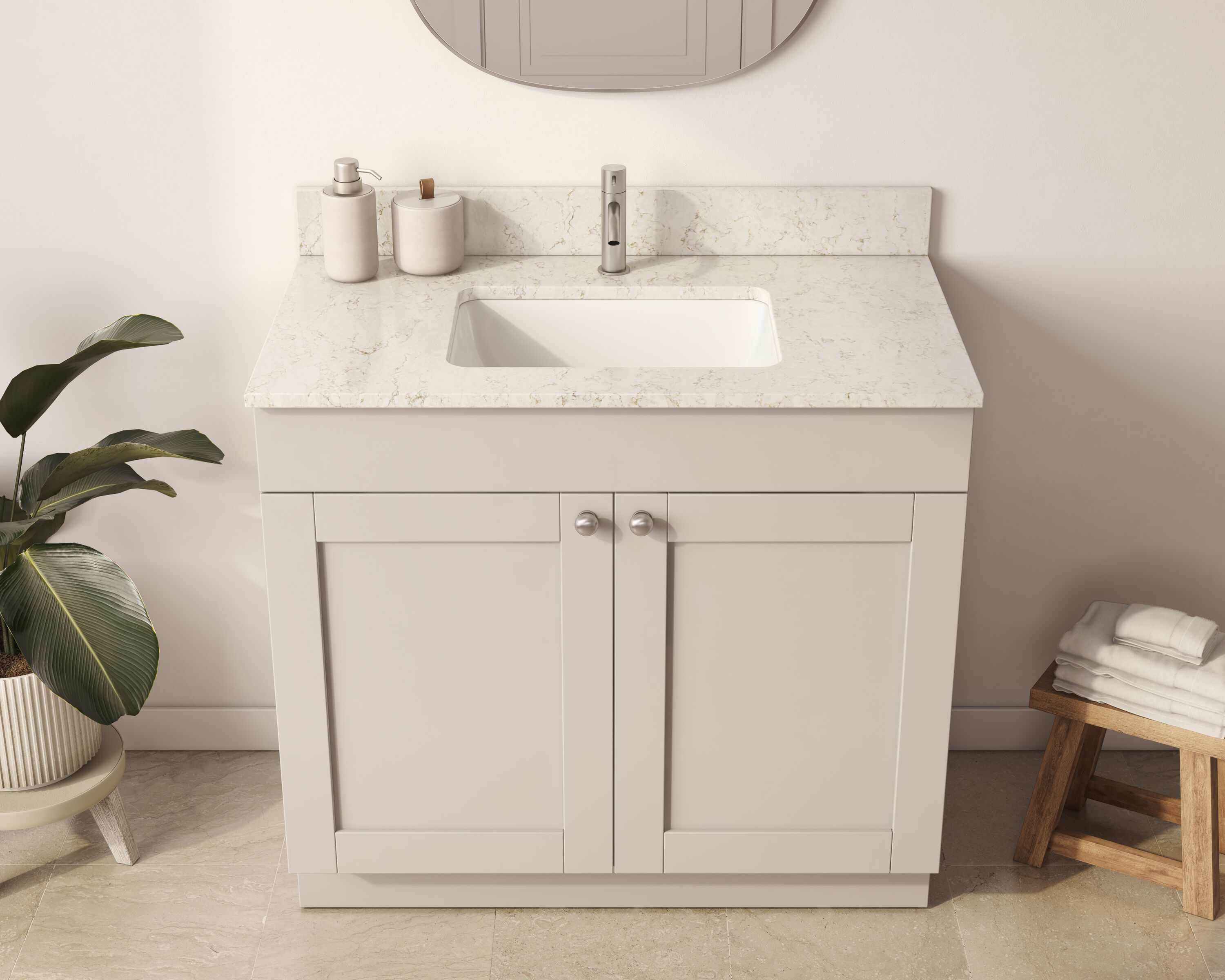 Cubierta de vanidad para baño de cuarzo Silestone Lusso de 25 pulgadas x 22 pulgadas con fregadero individual bajo encimera y 1 orificio SIL25-LUSSO-1H-2CM.