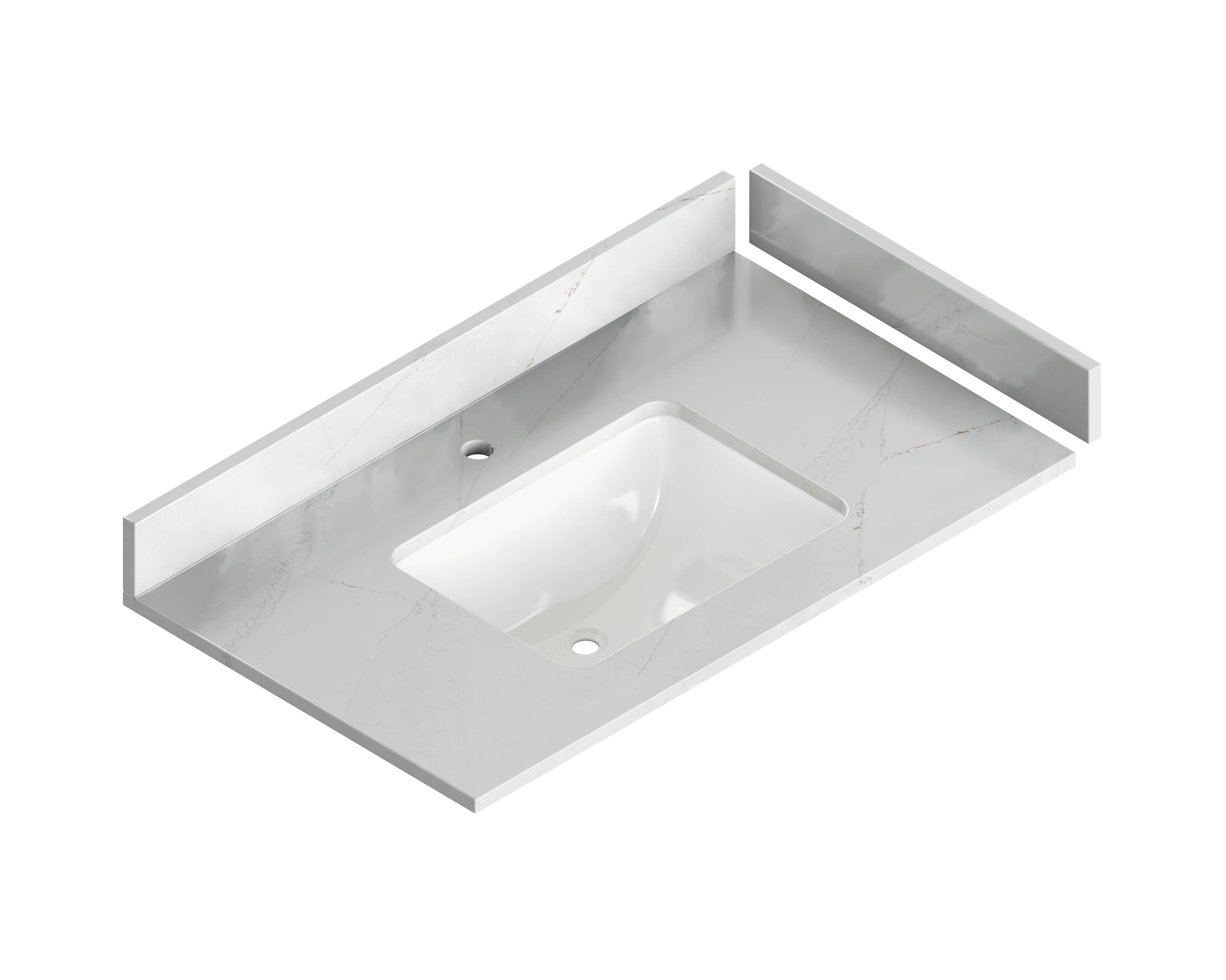 Tapa de vanidad de baño de un solo lavamanos submontado de Cuarzo Resplandor Etéreo Silestone de 31 pulgadas x 22 pulgadas con 1 orificio - SIL31-EGLOW-1H-2CM