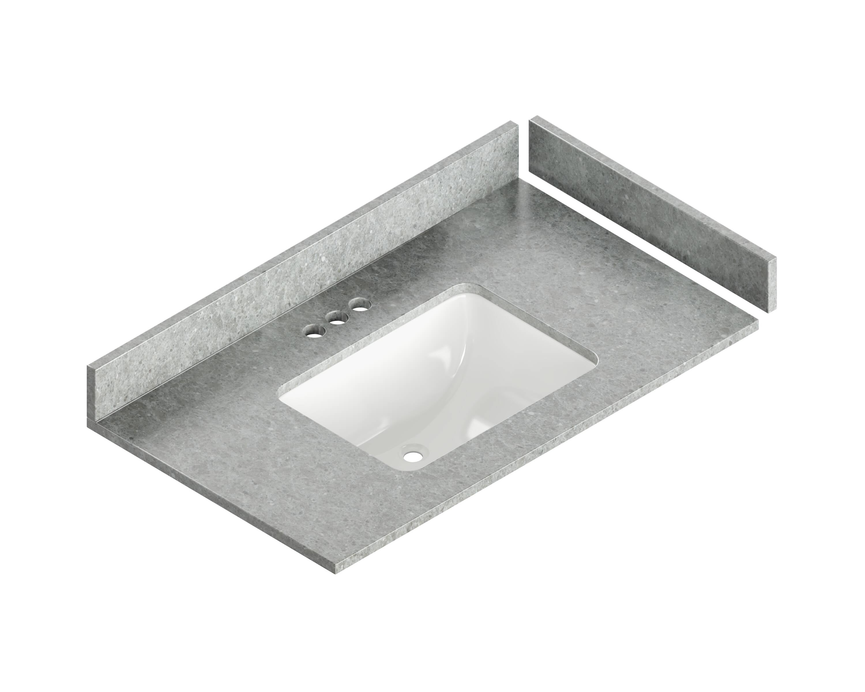 Encimera de baño de cuarzo Ocean Jasper de 37 pulgadas x 22 pulgadas con lavabo individual bajo cubierta de 3 orificios