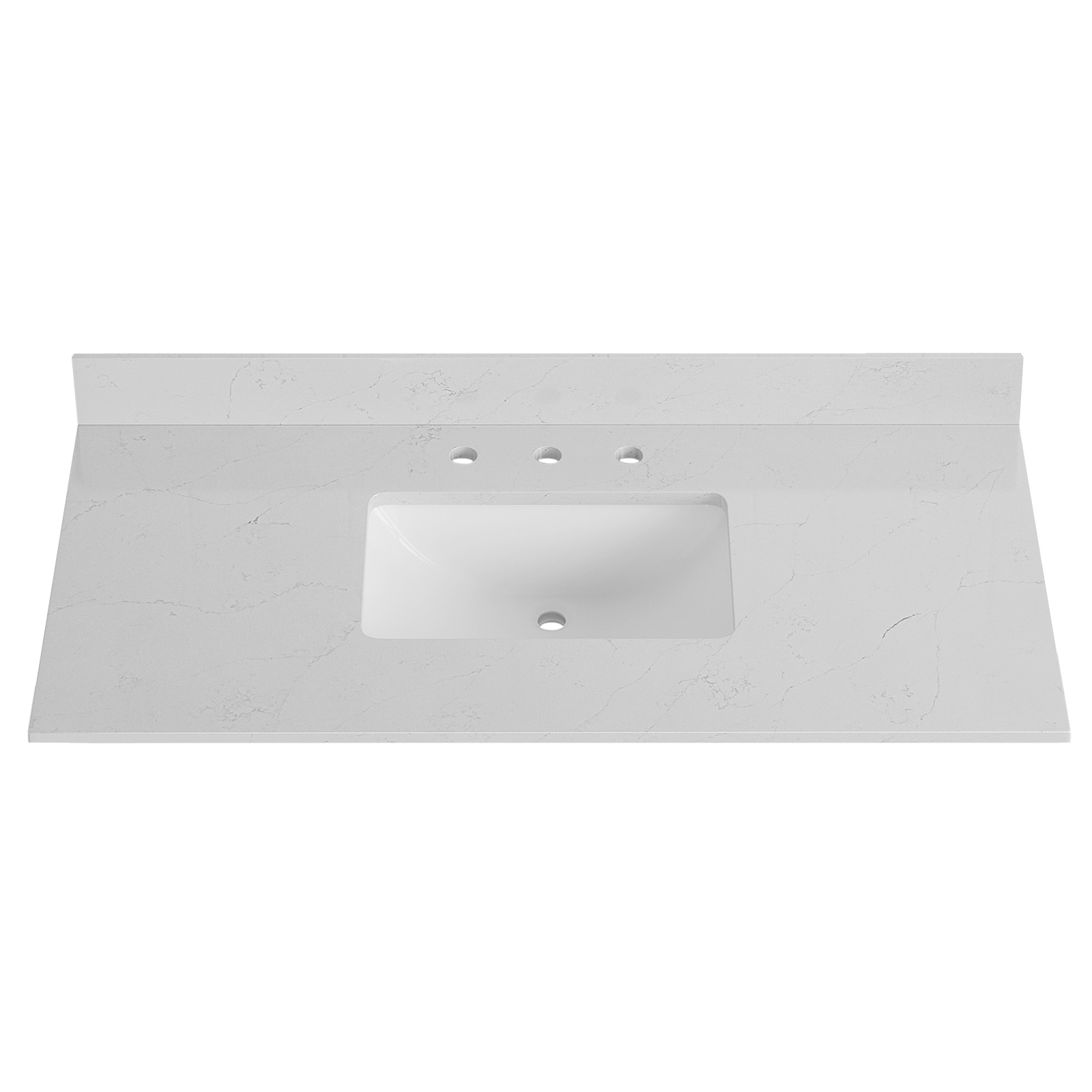 TOPE PARA VANIDAD DE BAÑO DE QUARZO BLANCO DE 49 PULGADAS X 22 PULGADAS, CON LAVABO INDIVIDUAL DE MONTAJE INFERIOR Y 3 ORIFICIOS - ESTILO DE VIDA DE LUJO Bianco Bella VT0016