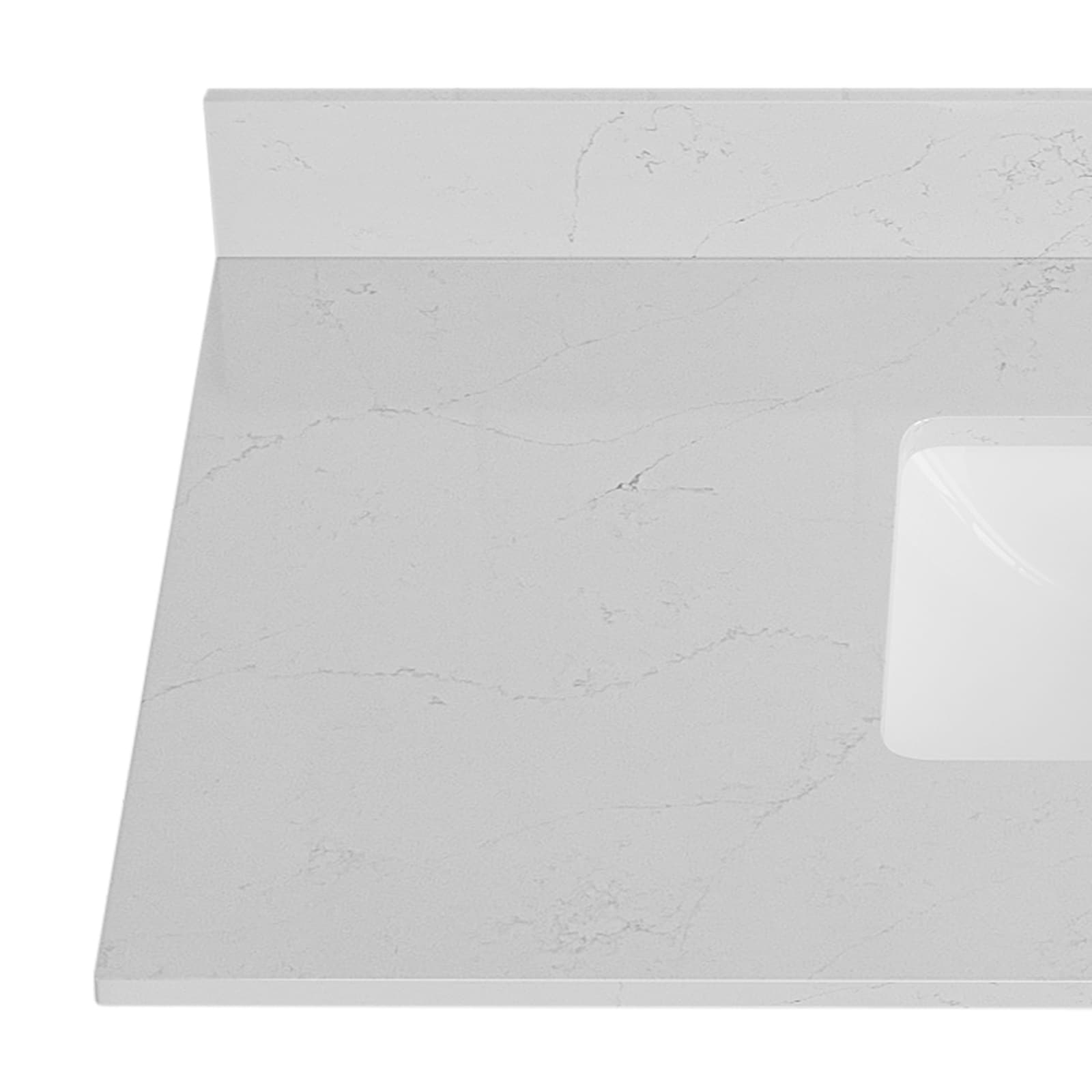 TOPE PARA VANIDAD DE BAÑO DE QUARZO BLANCO DE 49 PULGADAS X 22 PULGADAS, CON LAVABO INDIVIDUAL DE MONTAJE INFERIOR Y 3 ORIFICIOS - ESTILO DE VIDA DE LUJO Bianco Bella VT0016