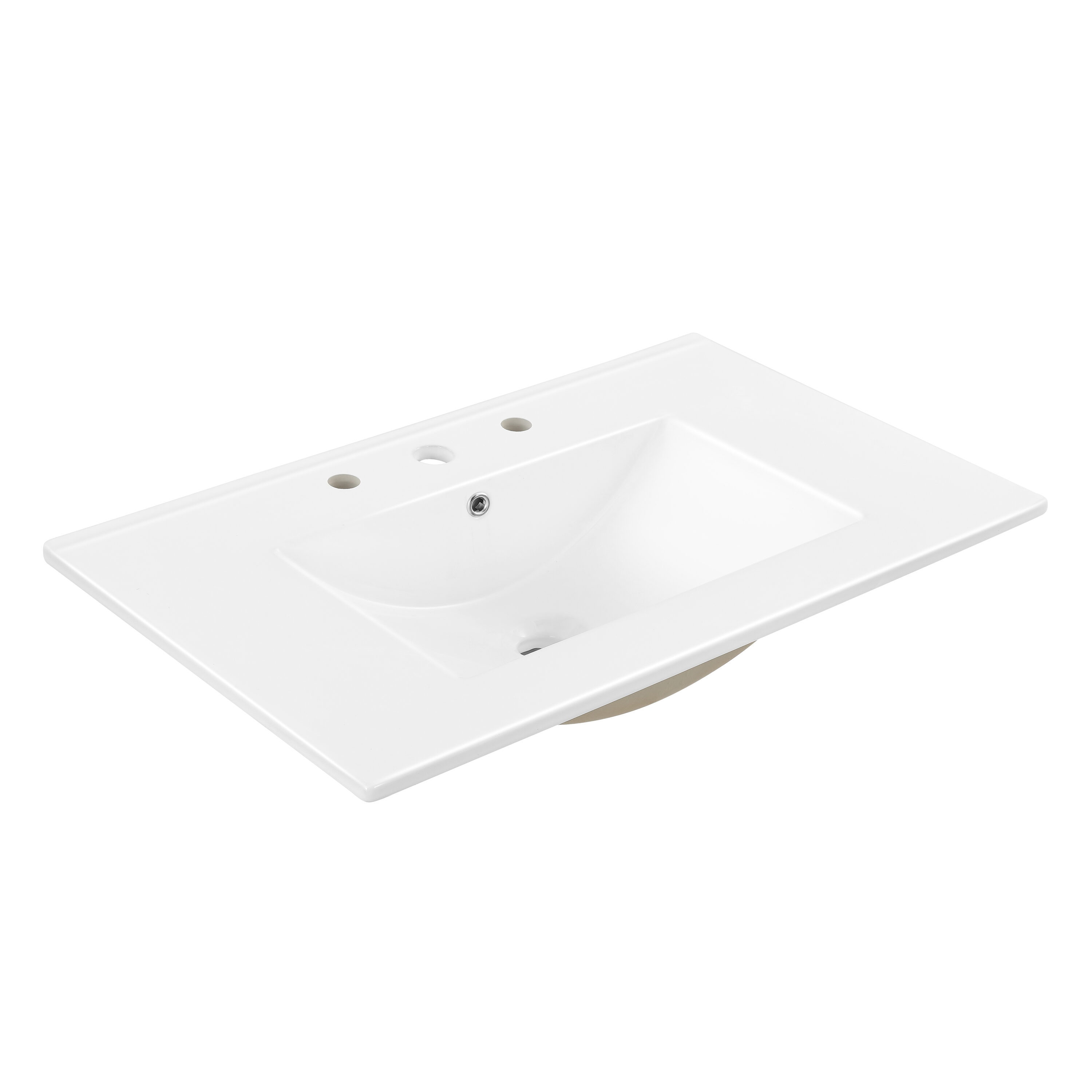 JONATHAN Y Top de tocador adicional para lavabo de 30 pulgadas x 18.25 pulgadas de cerámica blanca para lavabo empotrado de un solo orificio en la parte superior del tocador de baño SNK1002A