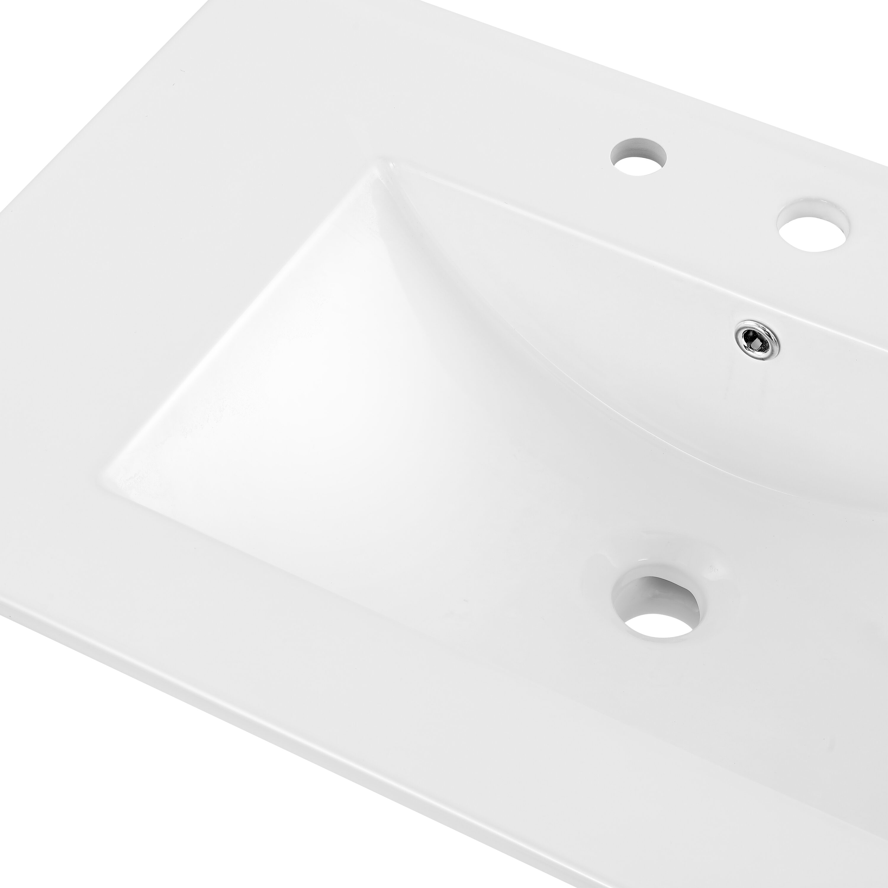 JONATHAN Y Top de tocador adicional para lavabo de 30 pulgadas x 18.25 pulgadas de cerámica blanca para lavabo empotrado de un solo orificio en la parte superior del tocador de baño SNK1002A