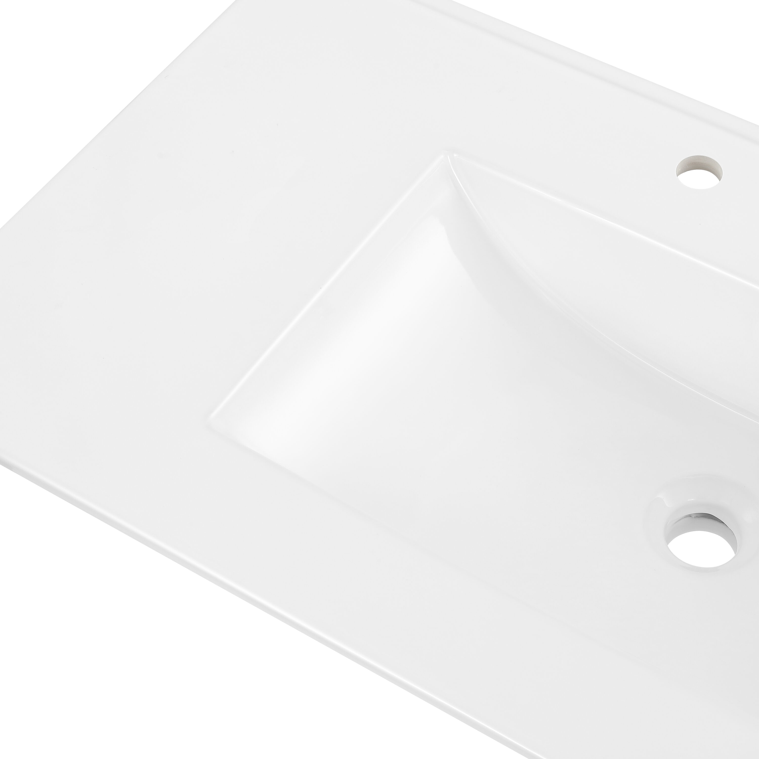 Encimera de tocador adicional para lavabo de Jonathan de 36 pulgadas x 18.25 pulgadas en cerámica blanca para lavabo de sobreponer de un solo agujero en el tocador de baño SNK1003A